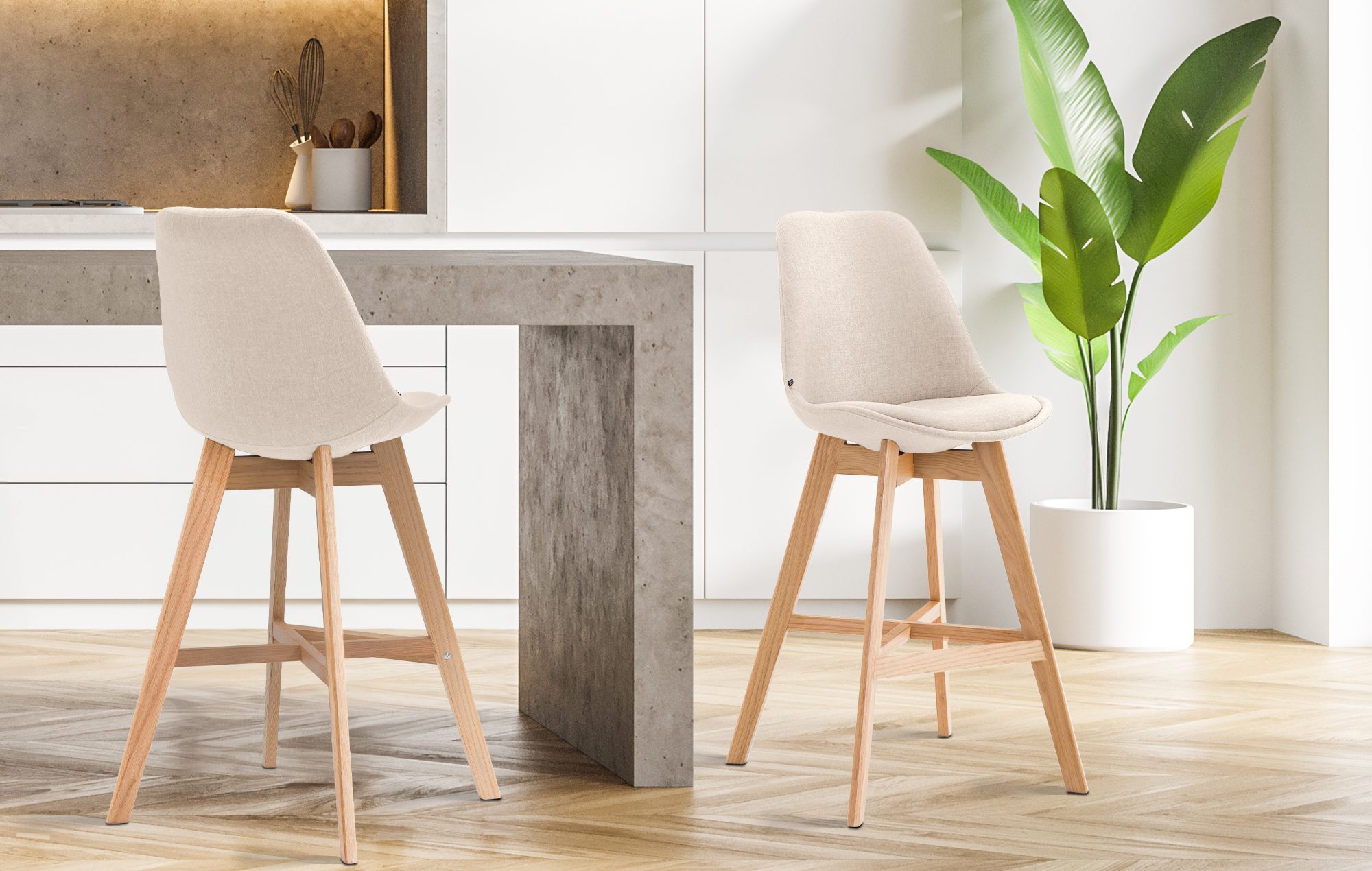 2er Set Barhocker Cannes Stoff Natura