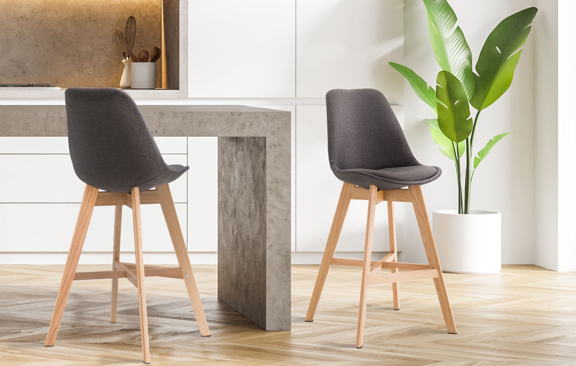 2er Set Barhocker Cannes Stoff Natura