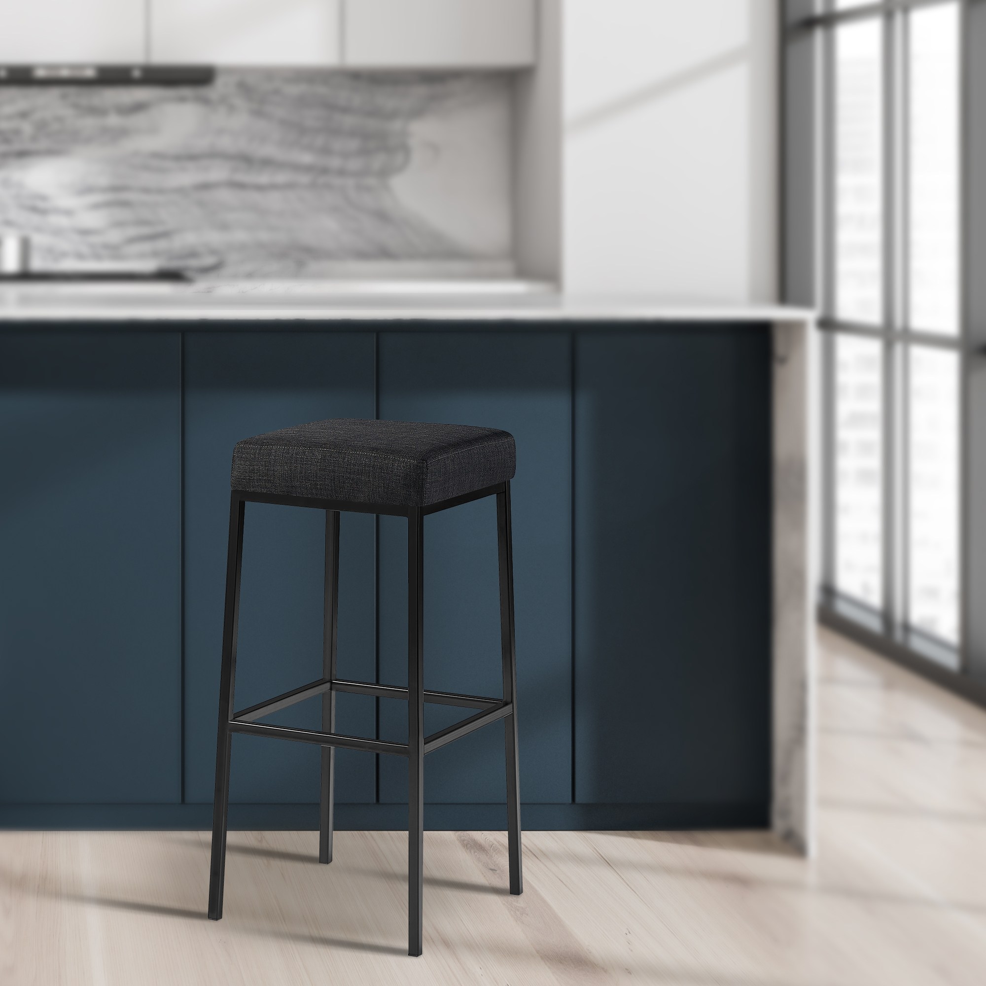 2er Set Barhocker Montreal 85 Stoff Schwarz