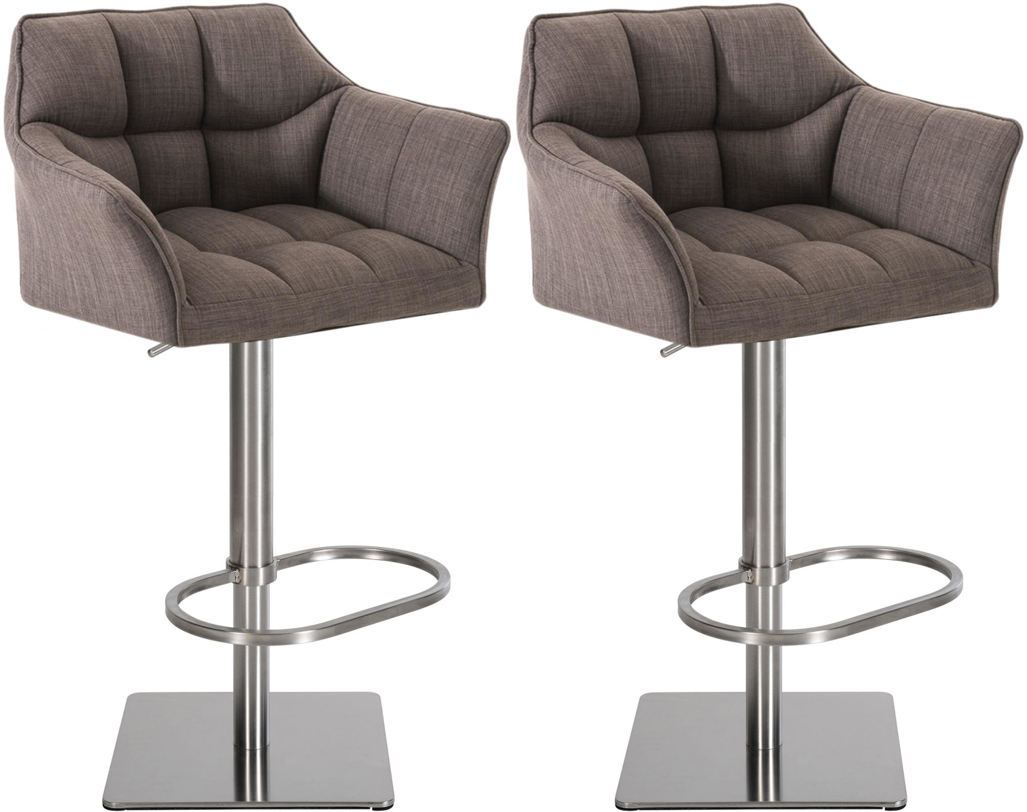 2er Set Barhocker Damaso Stoff Edelstahl