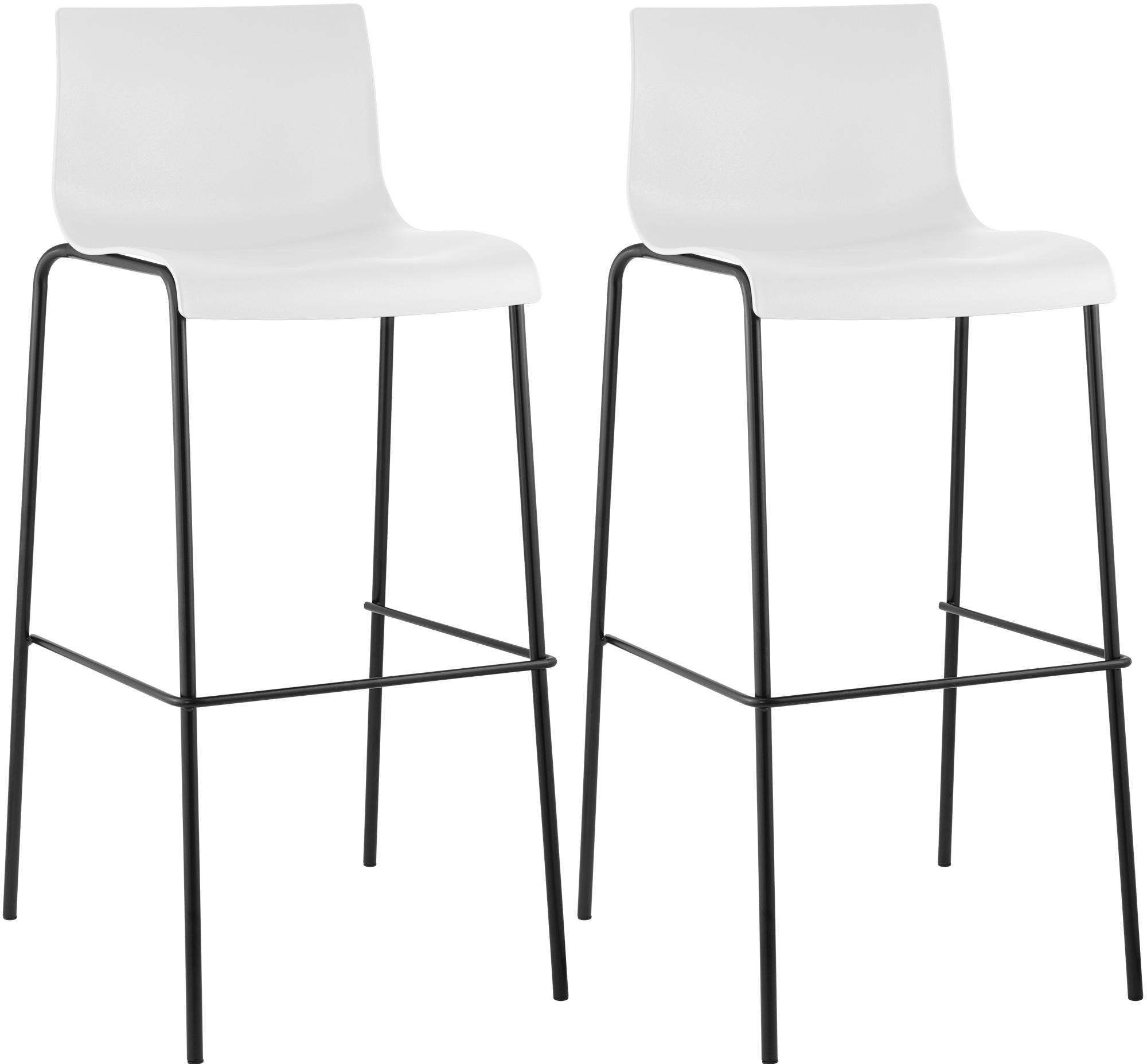 2er Set Barhocker Hoover Kunststoff 4-Fuß Gestell Schwarz