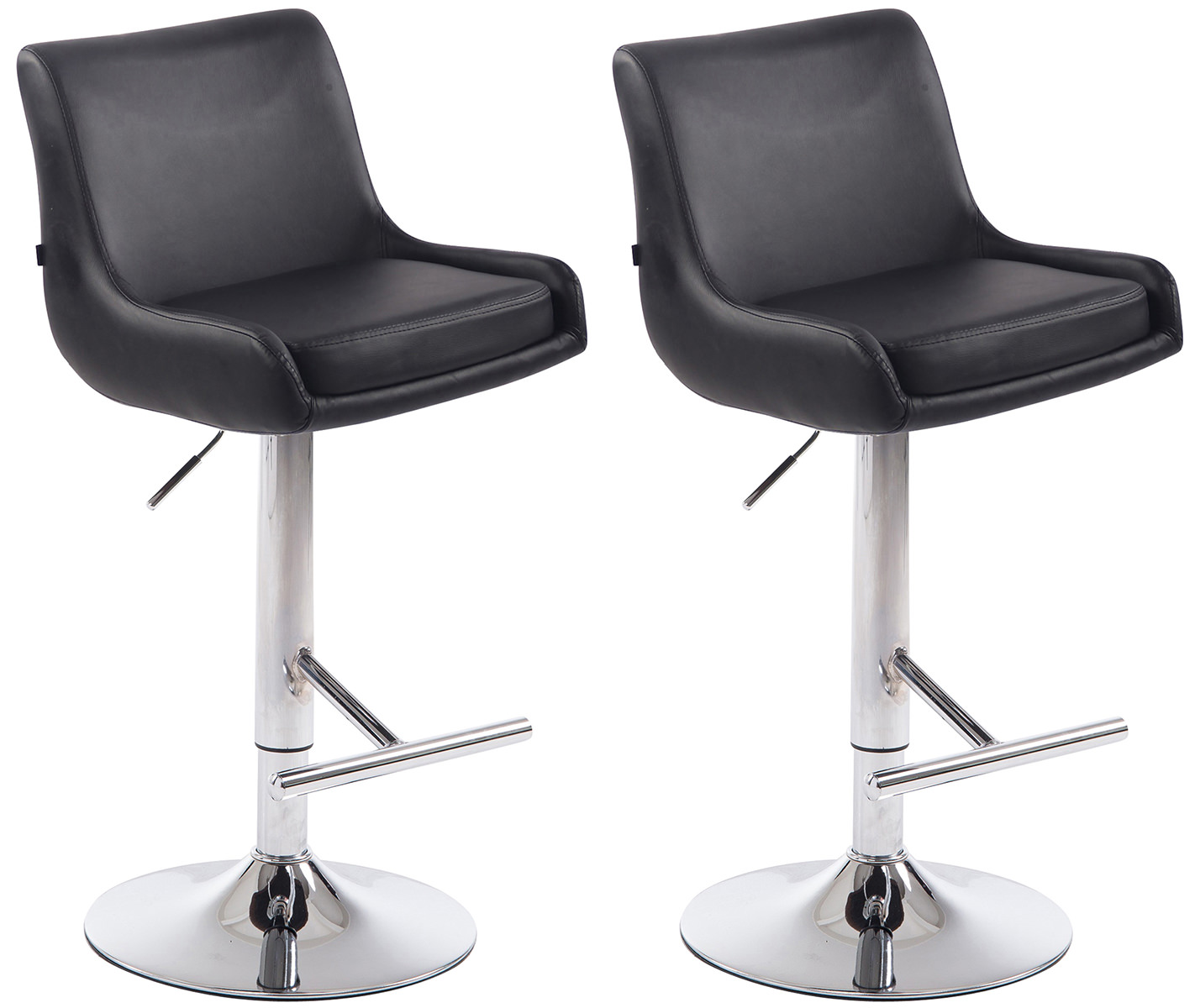 2er Set Barhocker Club Kunstleder Chrom