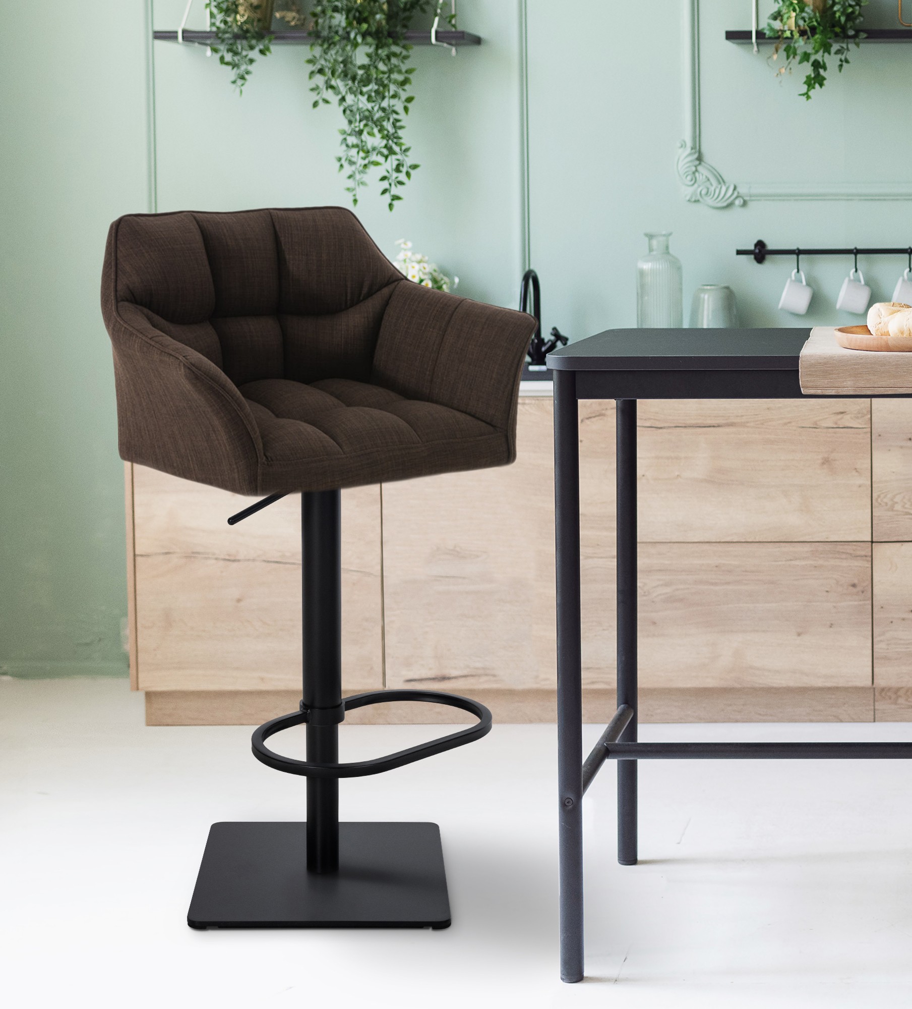 2er Set Barhocker Damaso Stoff Schwarz