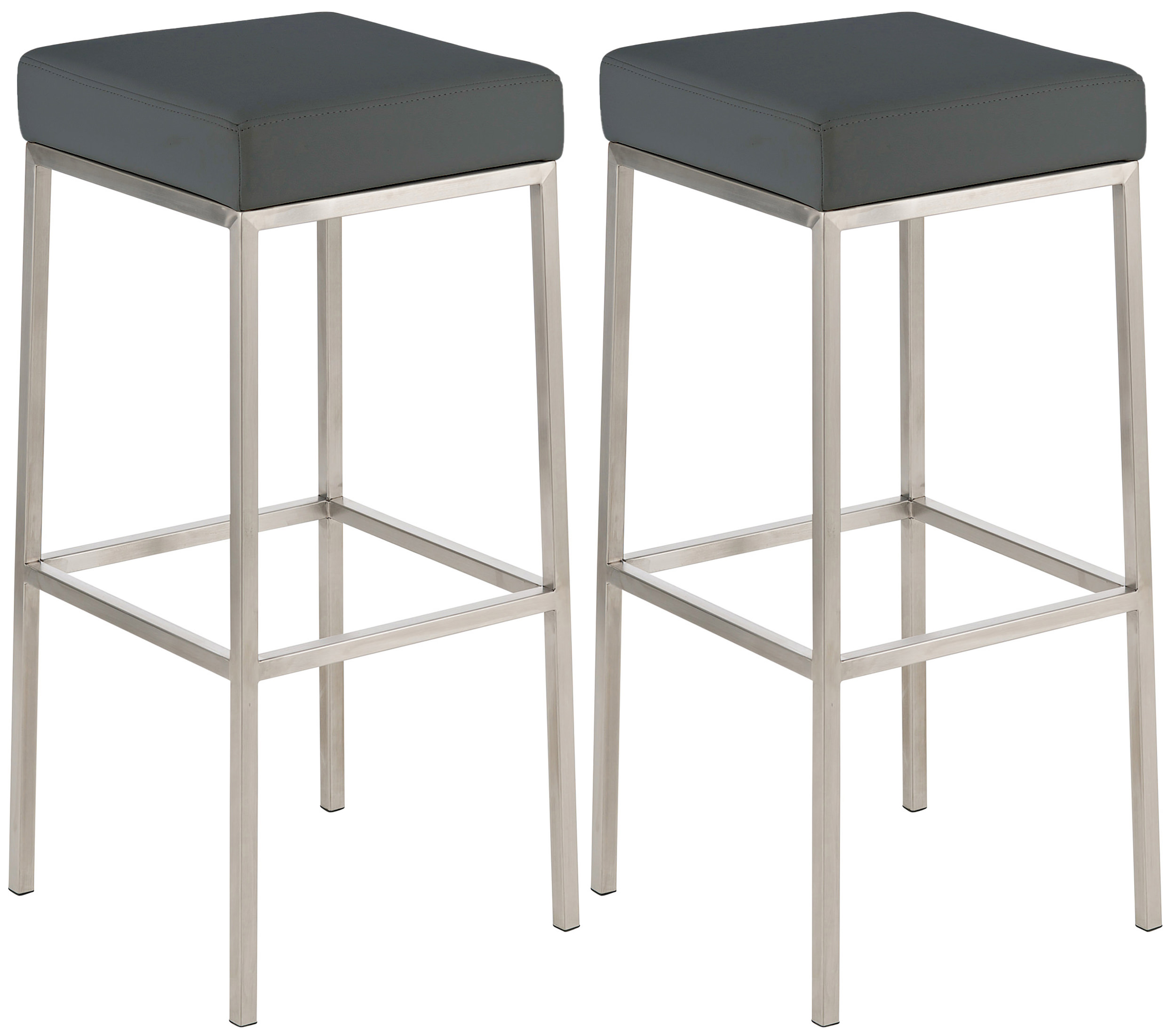 2er Set Barhocker Montreal 85 Kunstleder Edelstahl