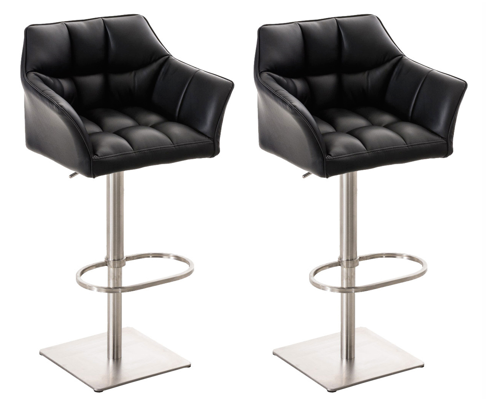 2er Set Barhocker Damaso Kunstleder Edelstahl