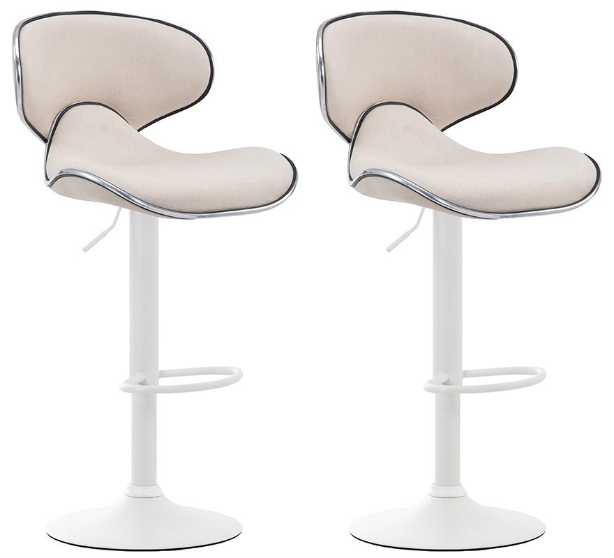 2er Set Barhocker Las Vegas V2 Stoff Weiß