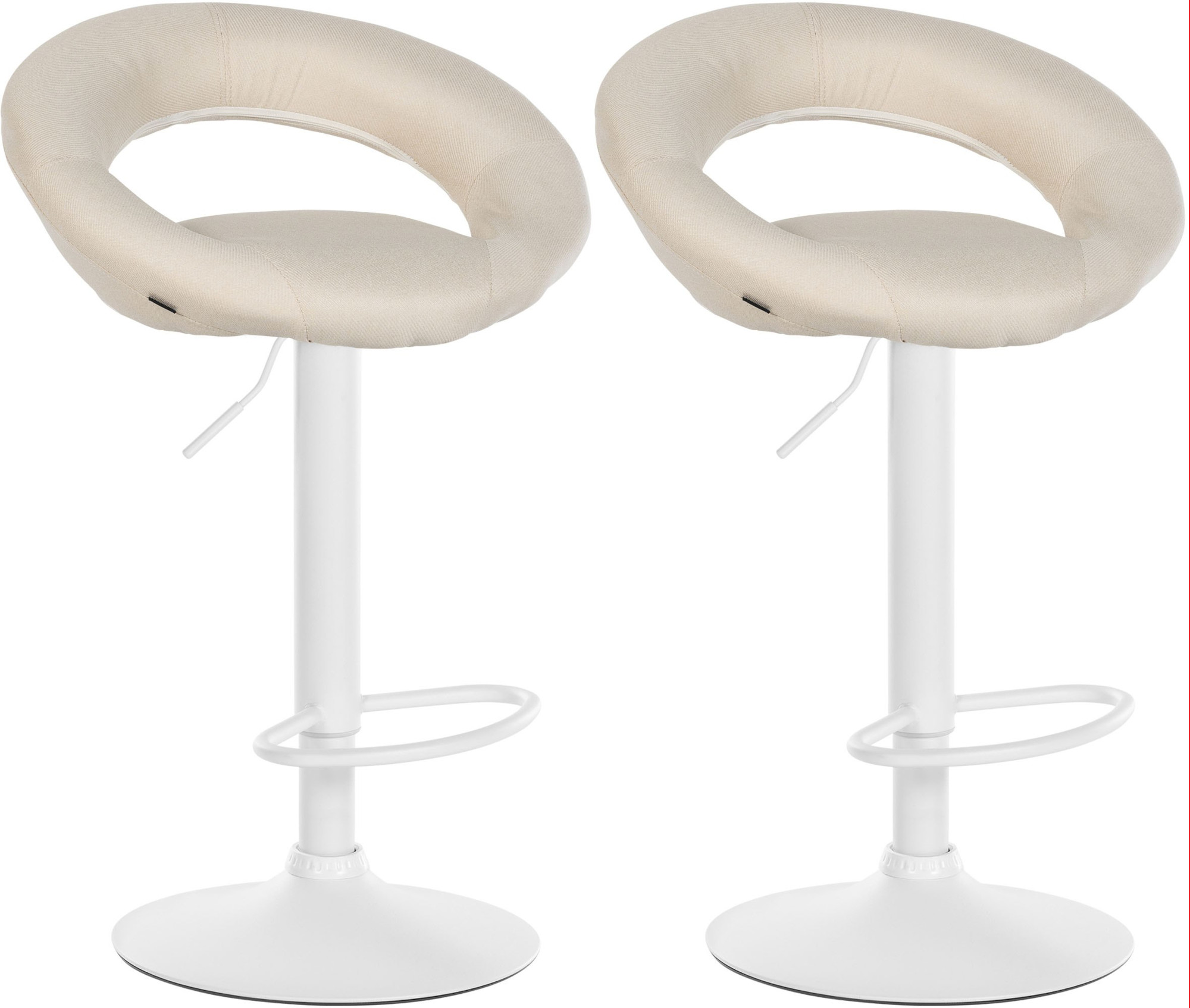 2er Set Barhocker Olinda Stoff Weiß