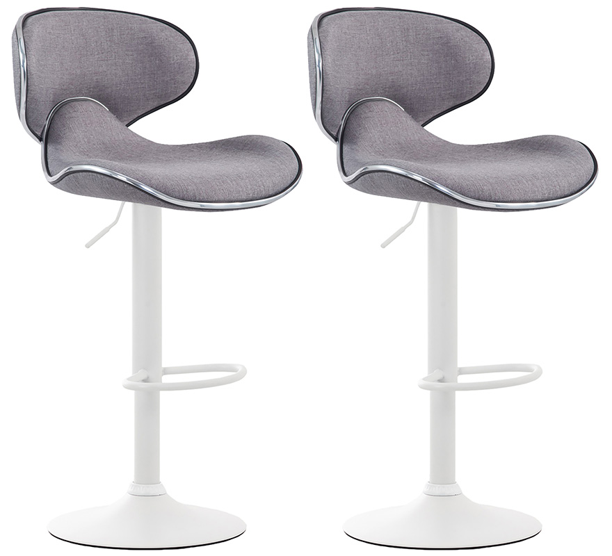 2er Set Barhocker Las Vegas V2 Stoff Weiß
