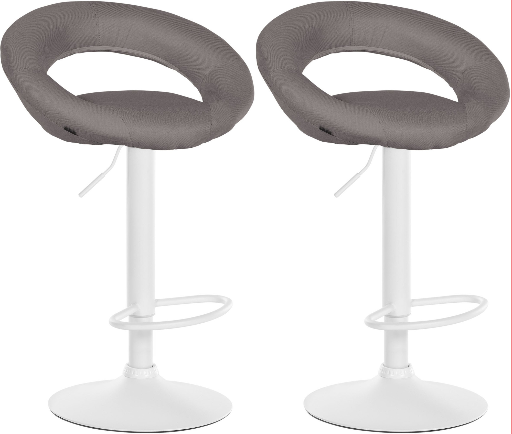 2er Set Barhocker Olinda Stoff Weiß