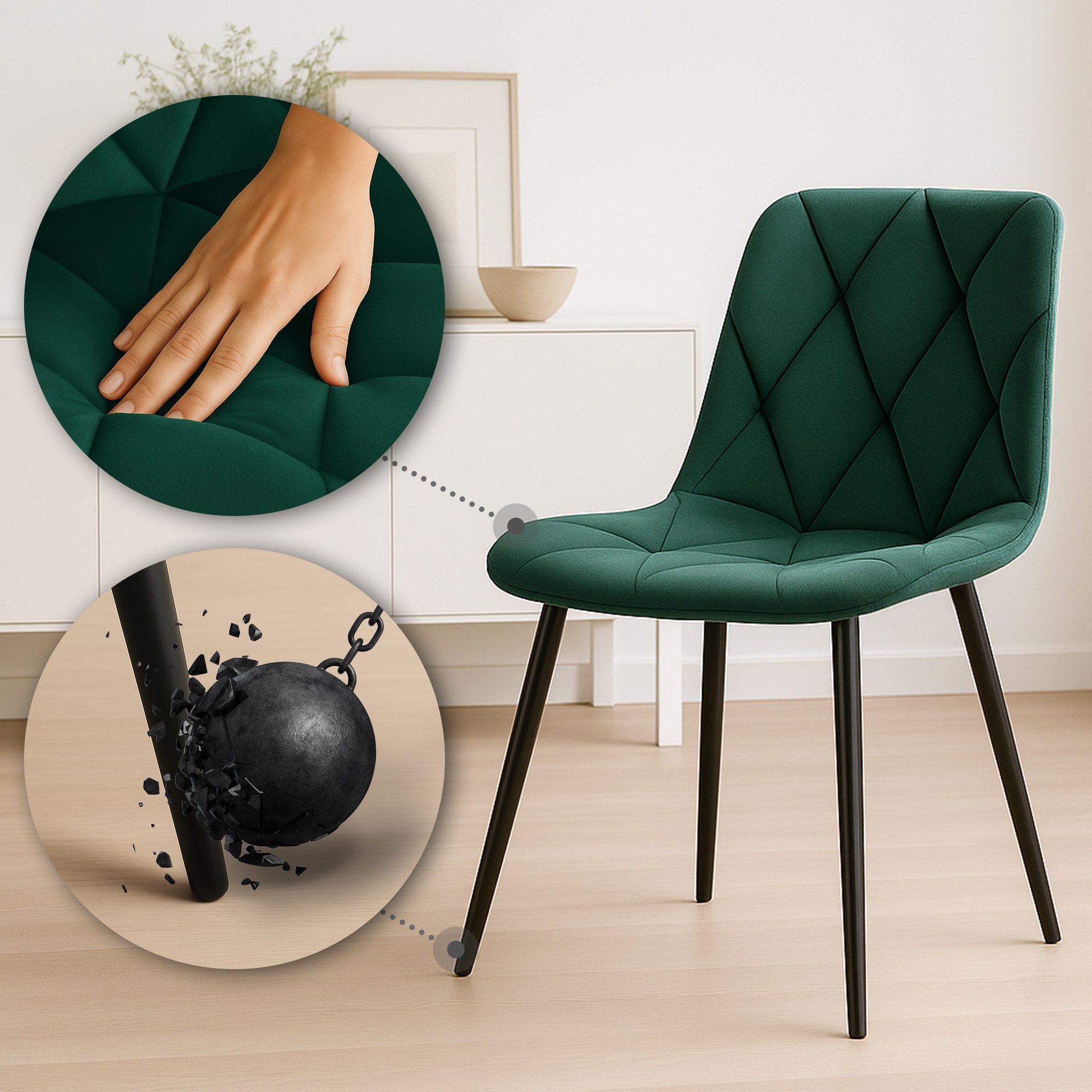 2er Set Esszimmerstuhl Clairton Samt - Image 4
