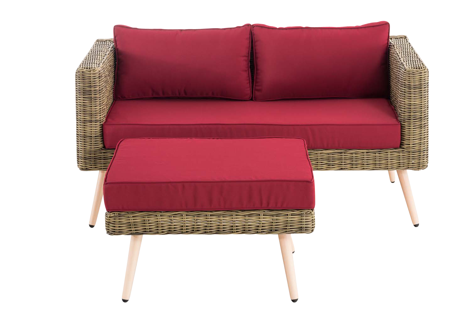 2er Sofa Molde Mit Fußhocker Rundrattan Natura 40 Cm (hellbraun)