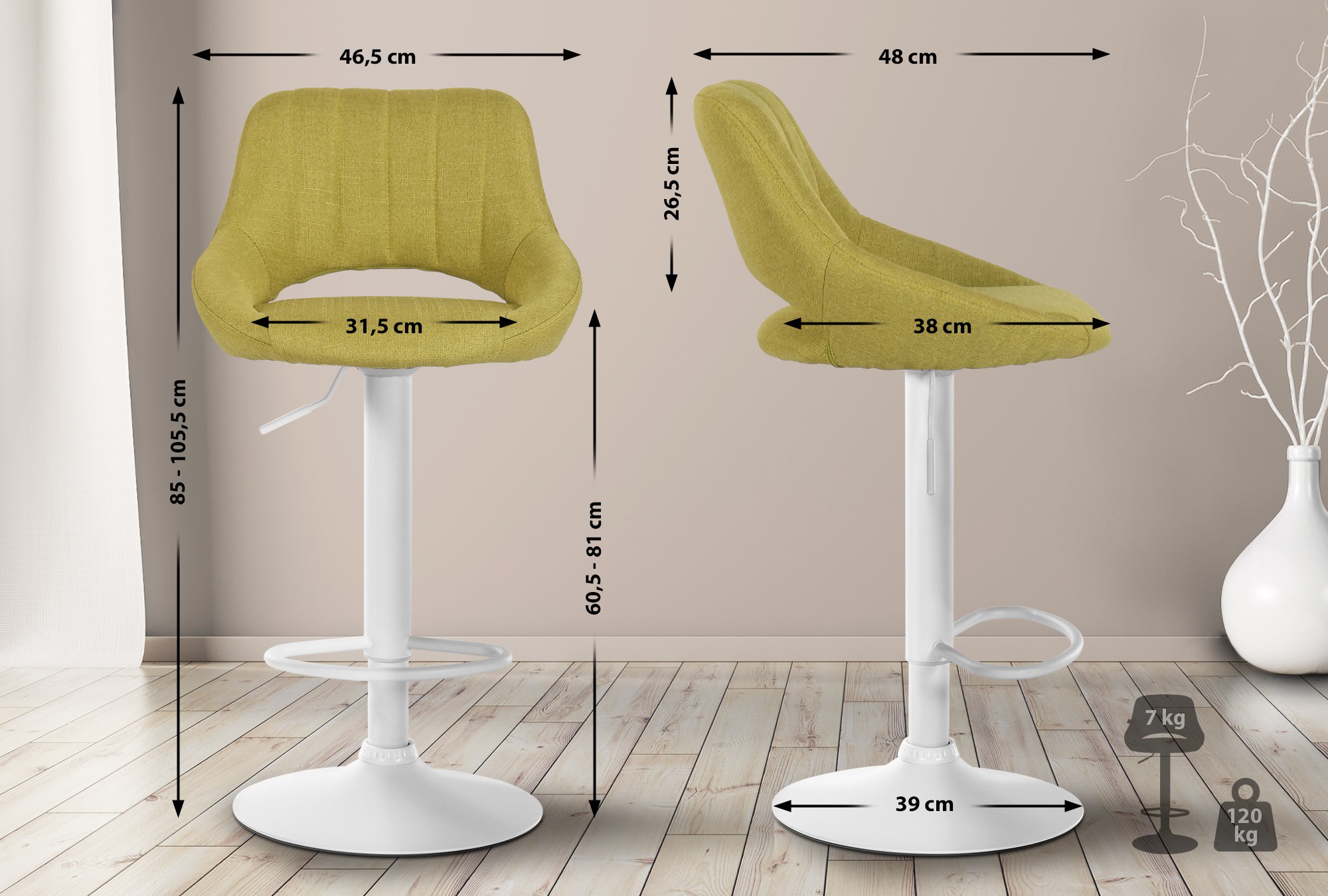 2er Set Barhocker Milet Stoff W