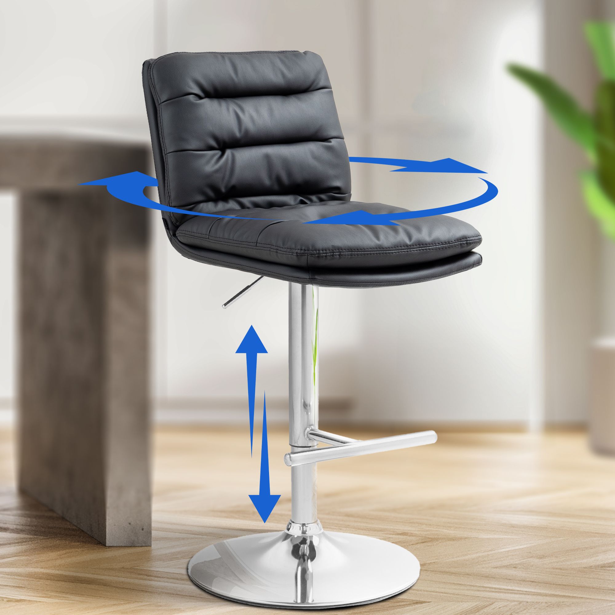 2er Set Barhocker Damar Kunstleder Chrom - Image 5