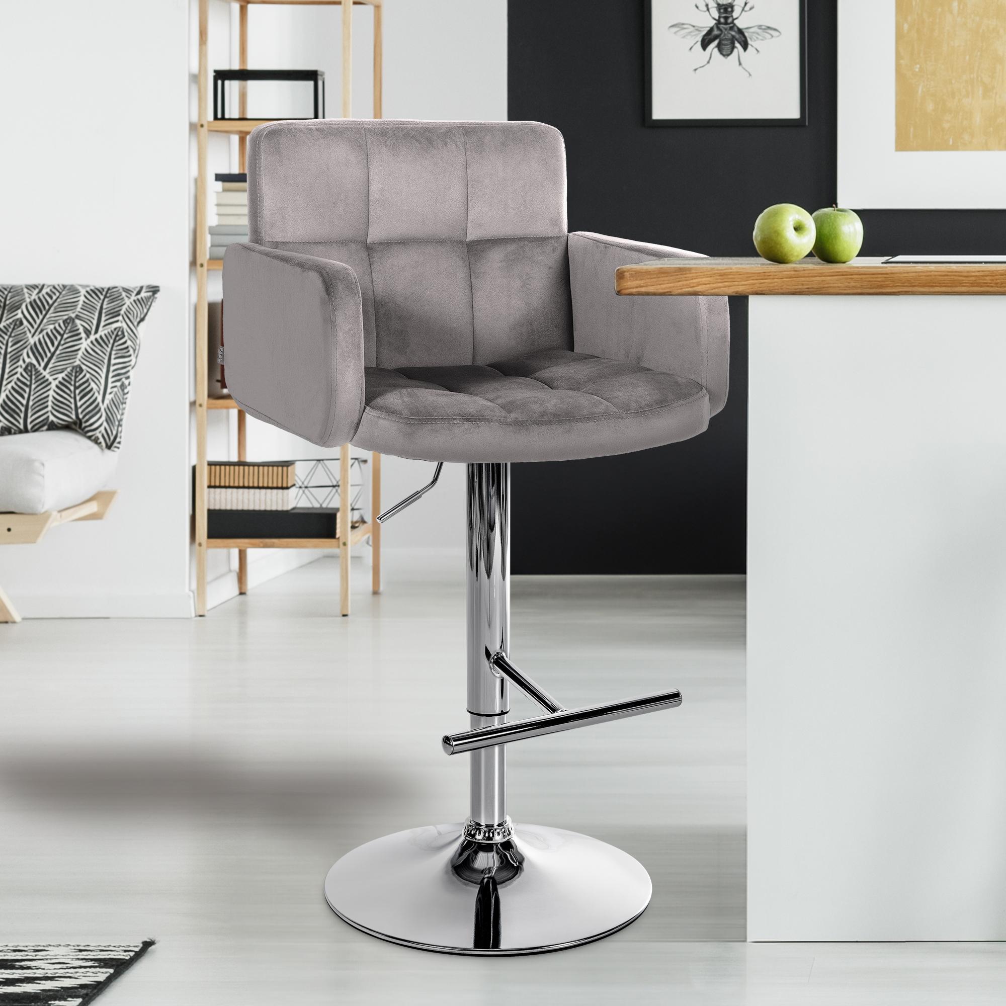2er Set Barhocker Los Angeles Samt Chrom
