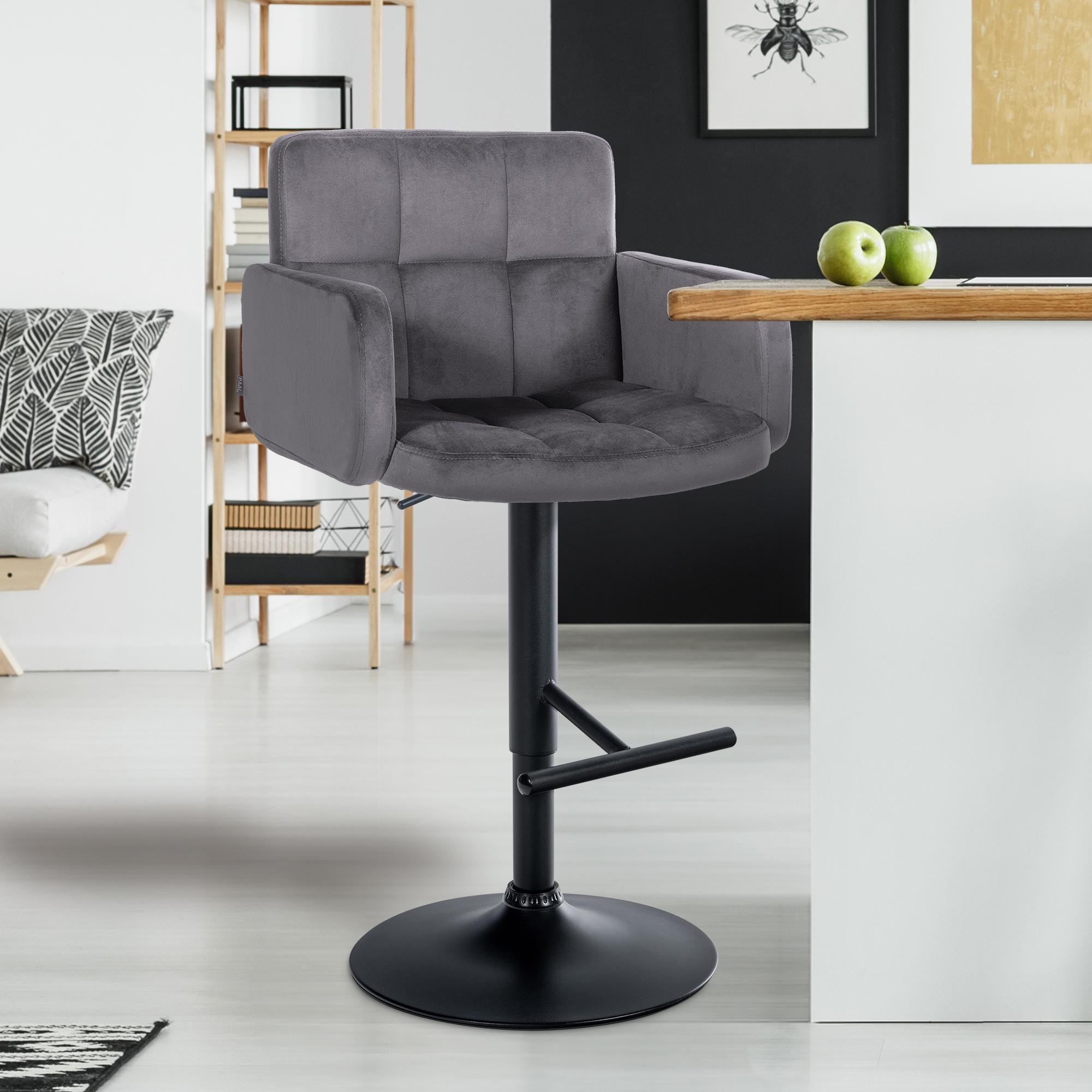 2er Set Barhocker Los Angeles Samt Schwarz