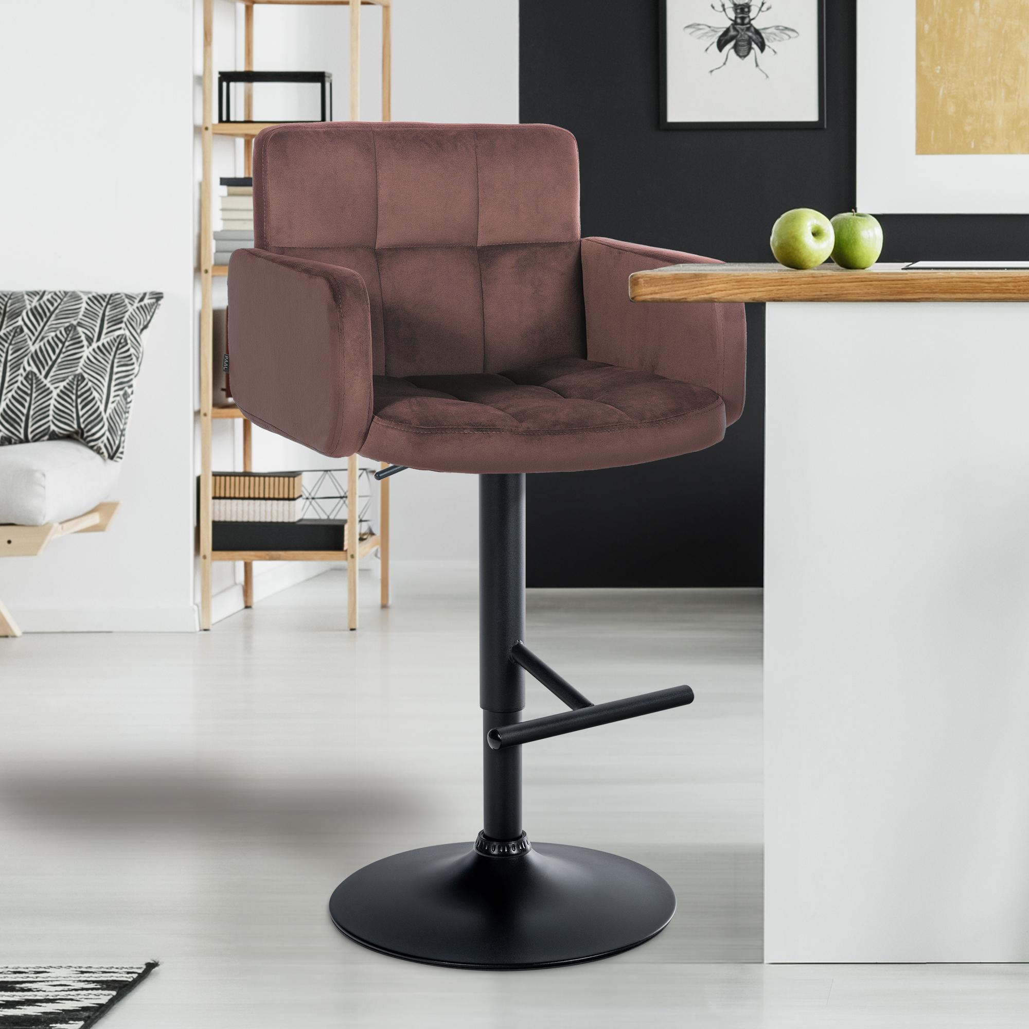 2er Set Barhocker Los Angeles Samt Schwarz