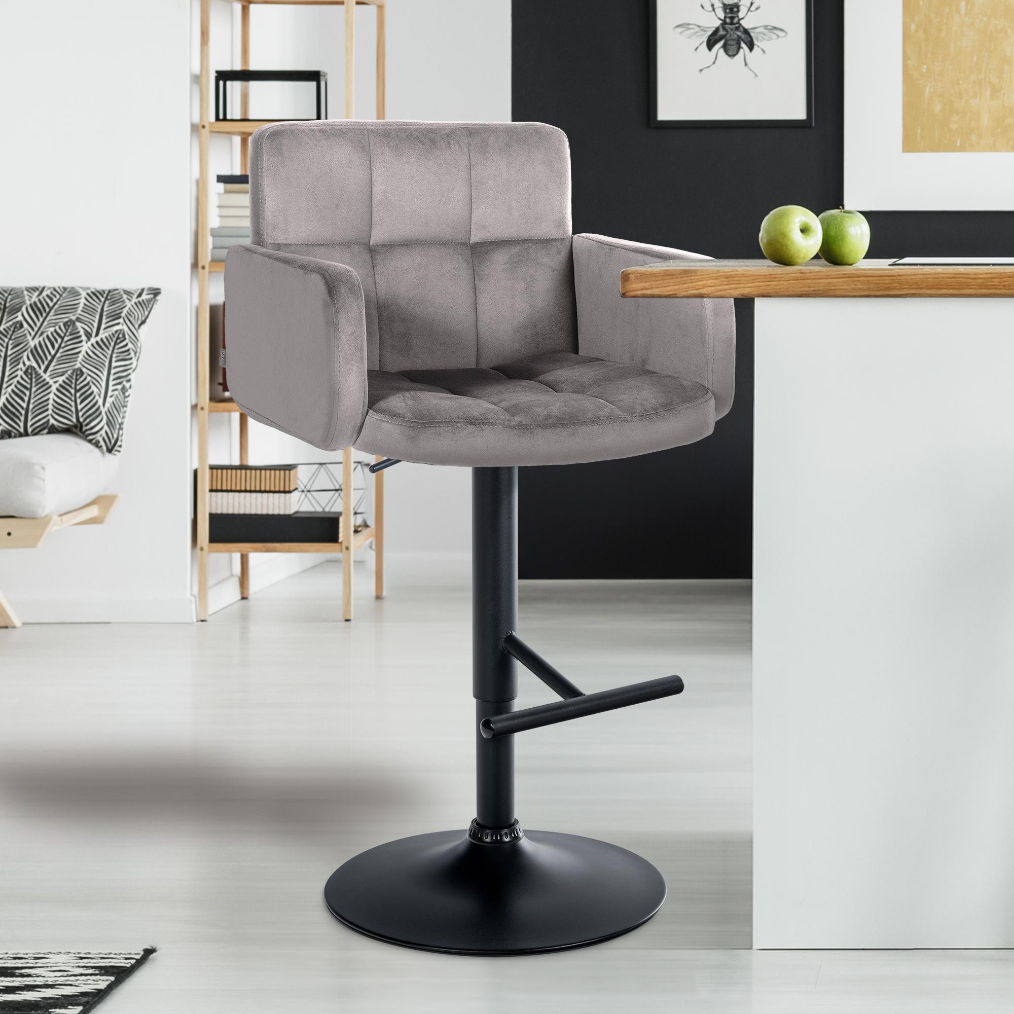 2er Set Barhocker Los Angeles Samt Schwarz