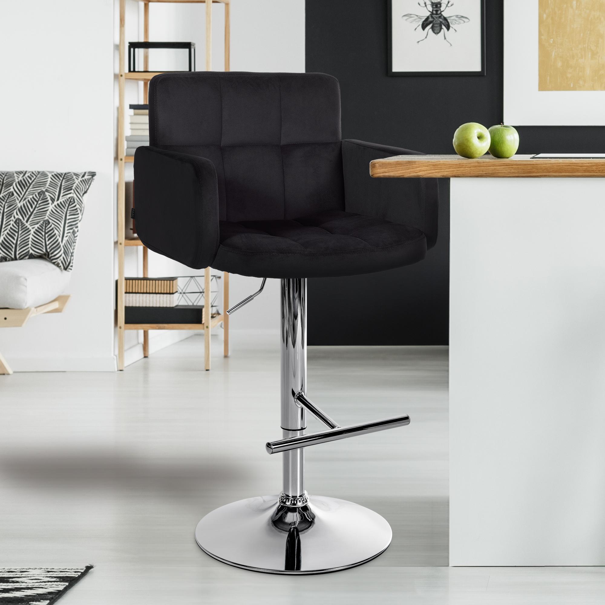2er Set Barhocker Los Angeles Samt Chrom