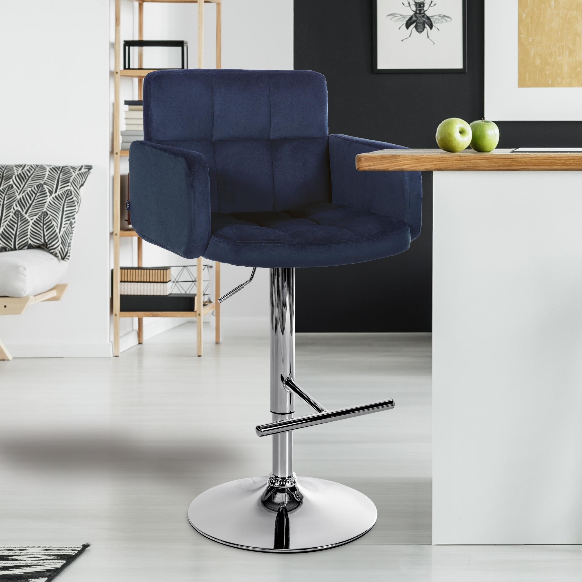 2er Set Barhocker Los Angeles Samt Chrom