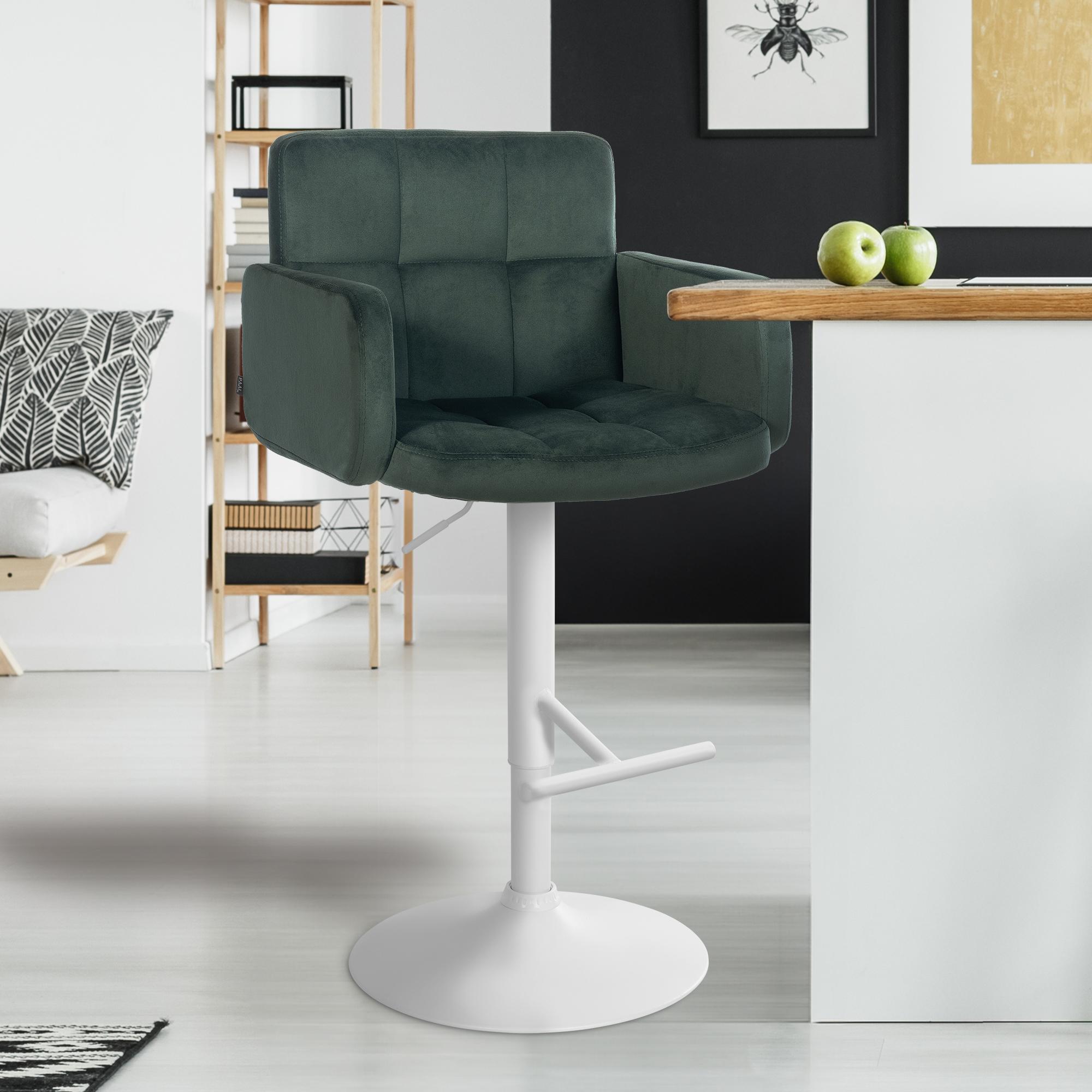 2er Set Barhocker Los Angeles Samt Weiß