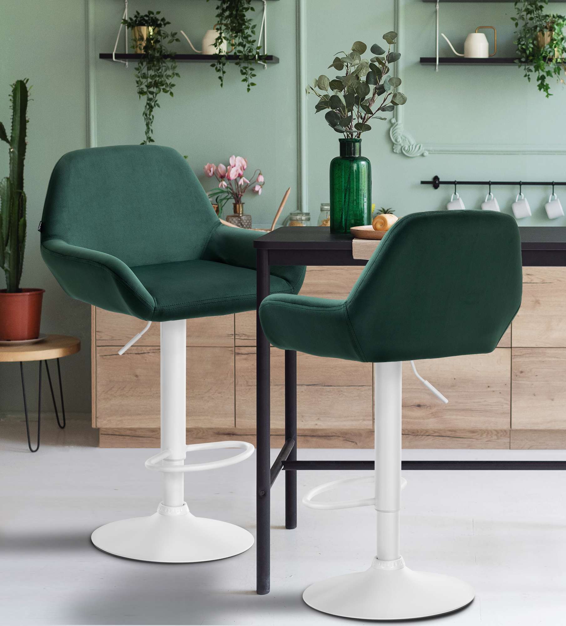 2er Set Barhocker Braga Samt Weiß