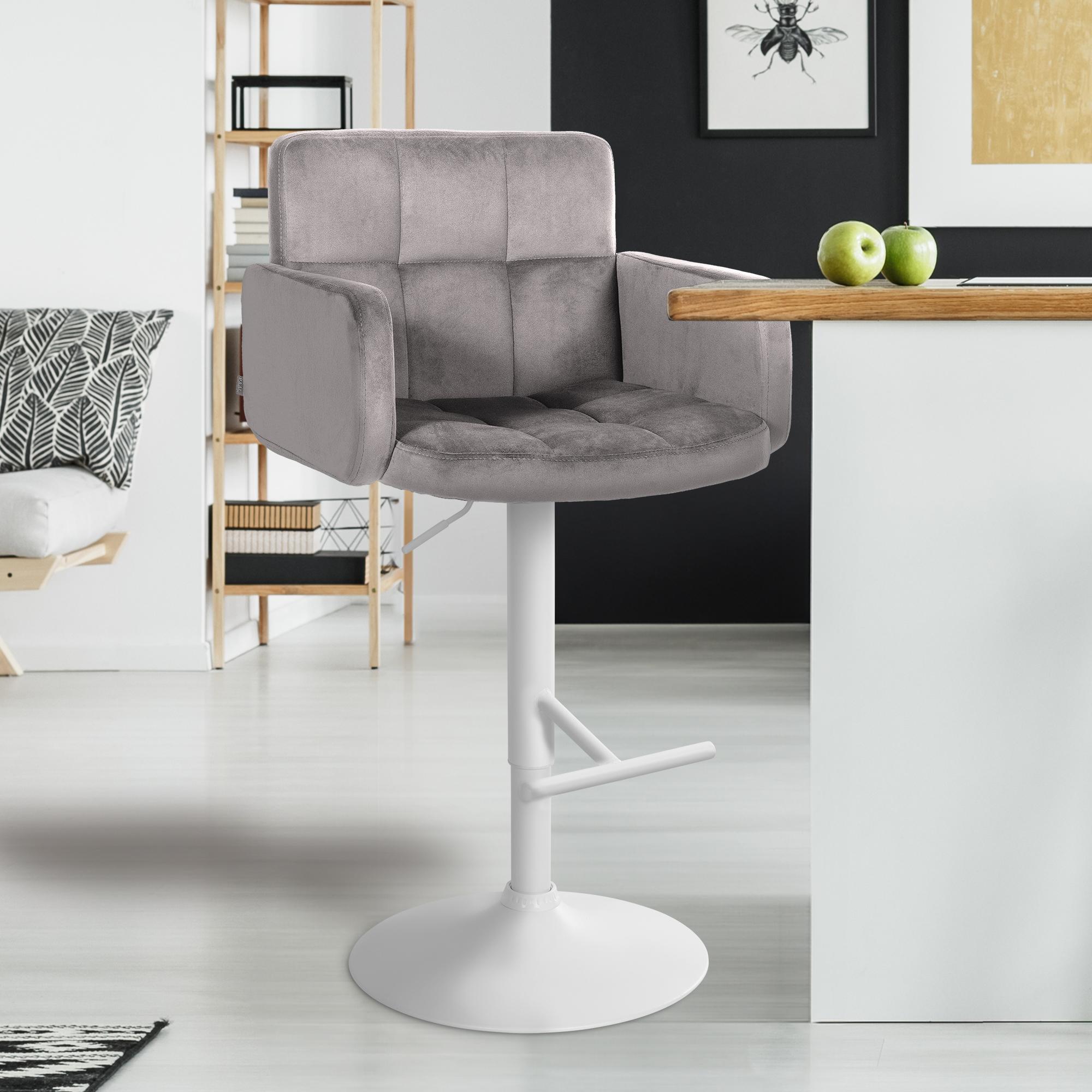 2er Set Barhocker Los Angeles Samt Weiß