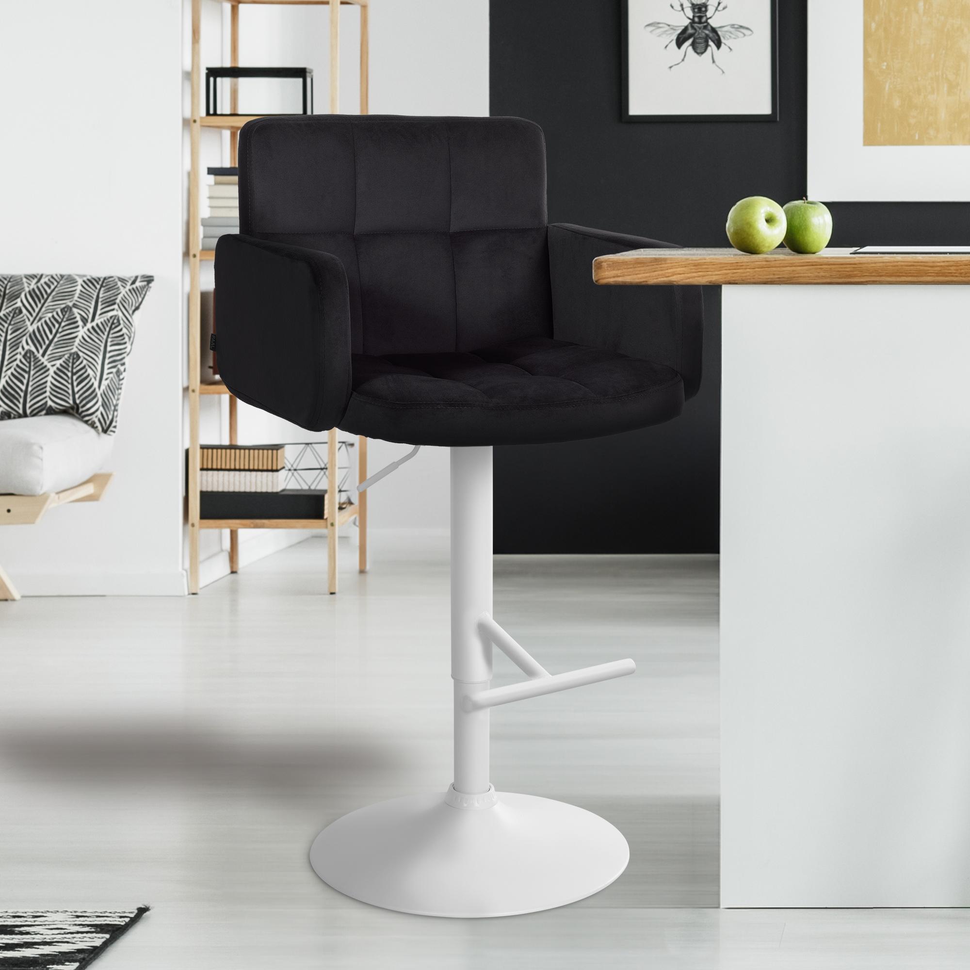 2er Set Barhocker Los Angeles Samt Weiß