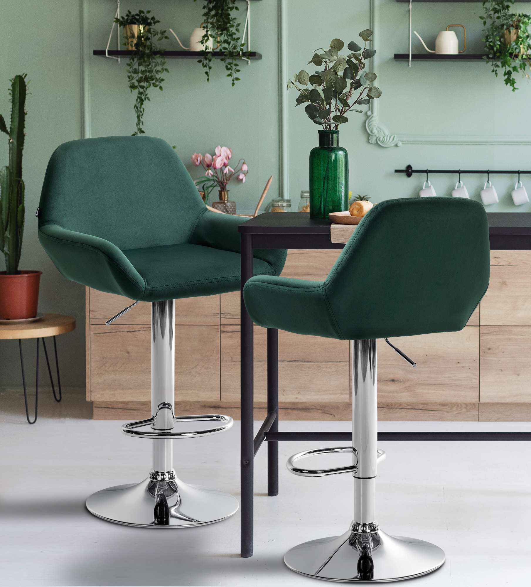 2er Set Barhocker Braga Samt Chrom