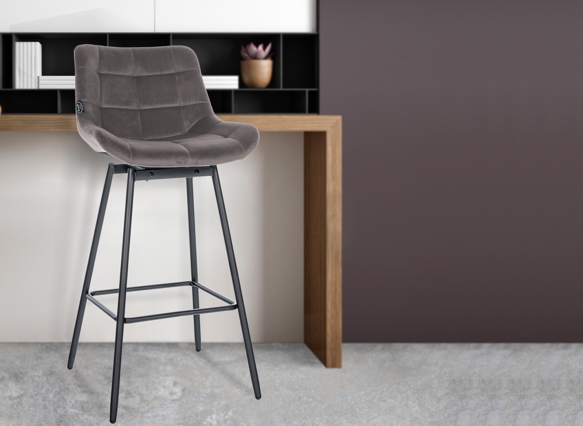 4er Set Barhocker Weston Schwenkbar Samt - Image 3
