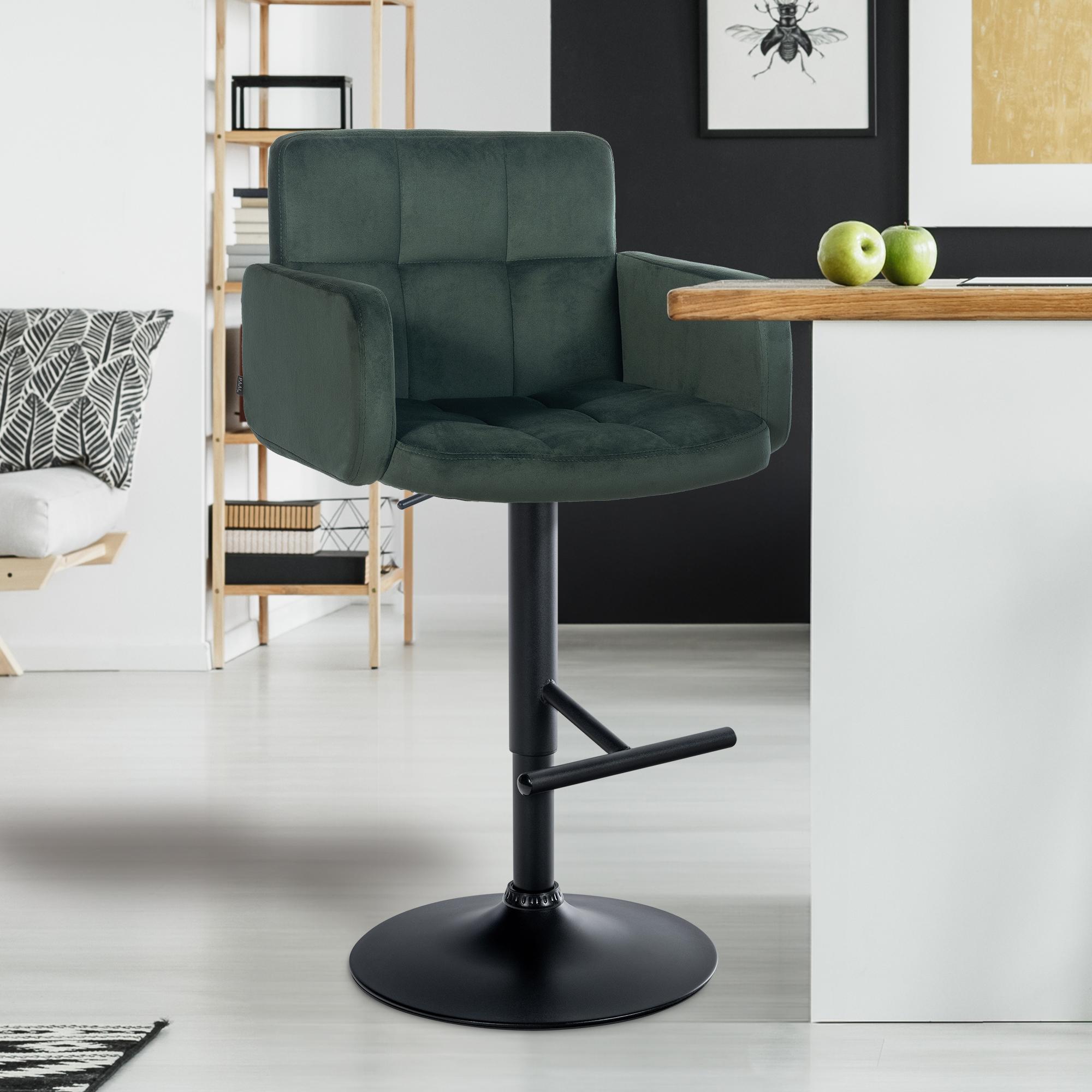 2er Set Barhocker Los Angeles Samt Schwarz