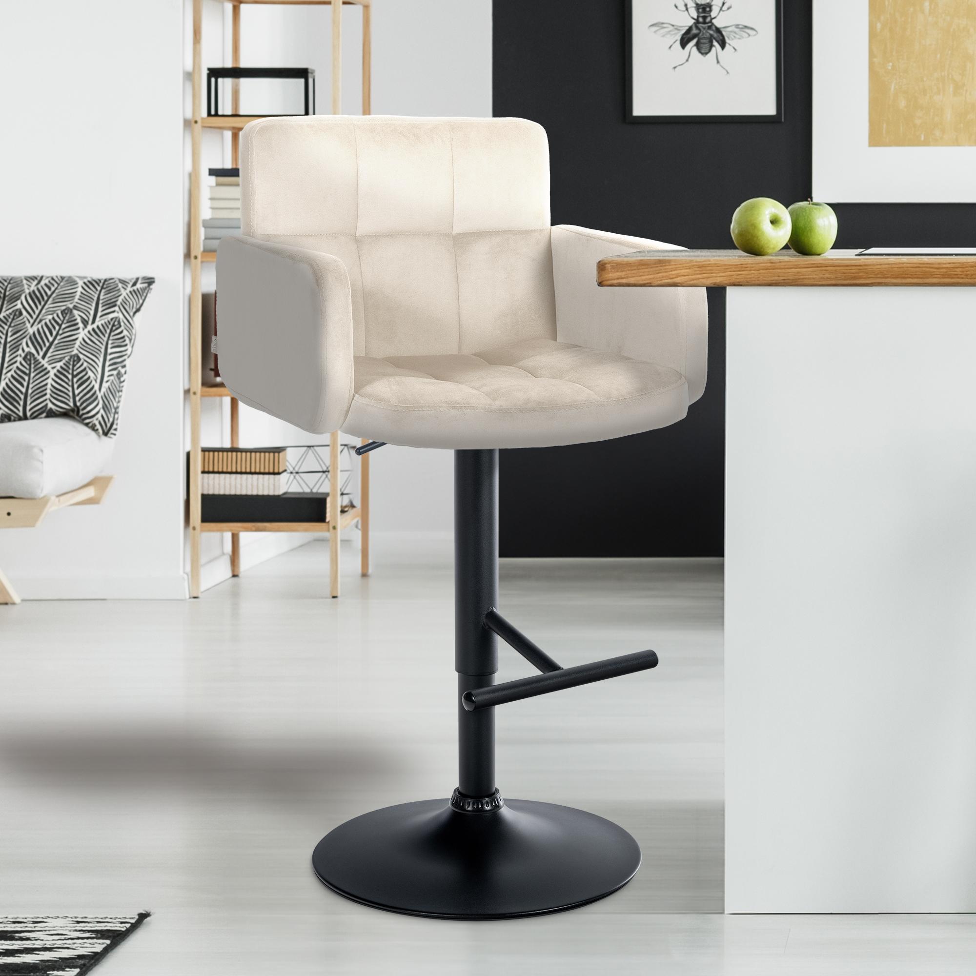 2er Set Barhocker Los Angeles Samt Schwarz