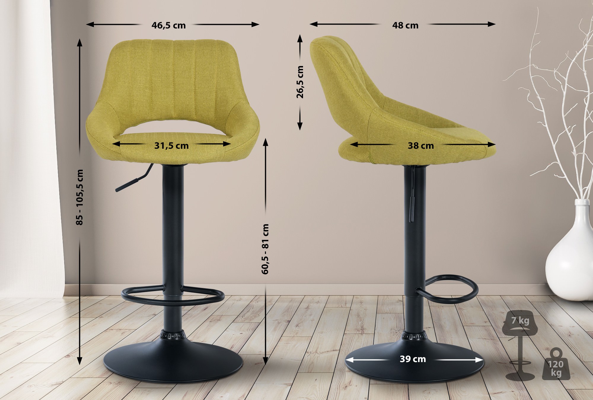 2er Set Barhocker Milet Stoff B