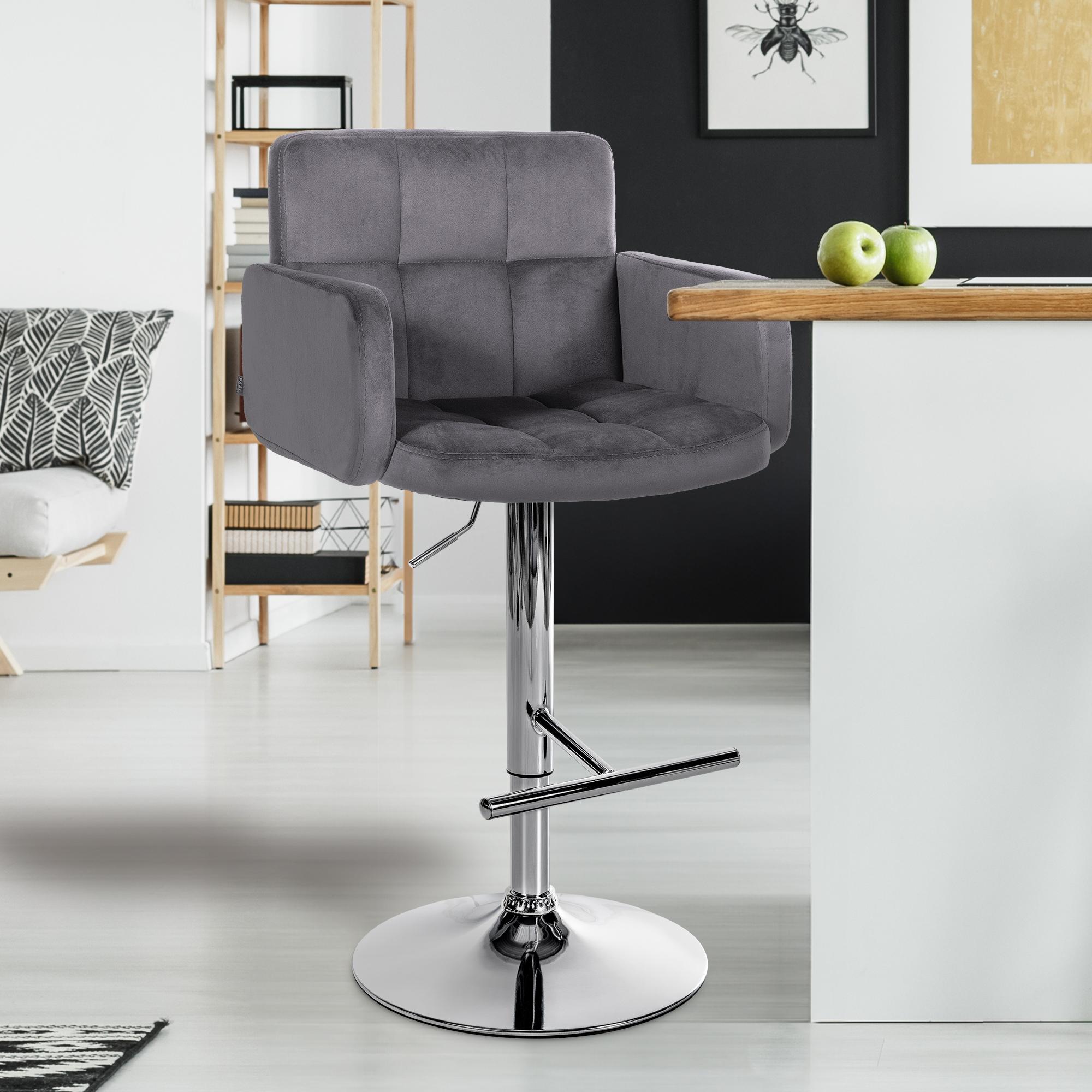 2er Set Barhocker Los Angeles Samt Chrom