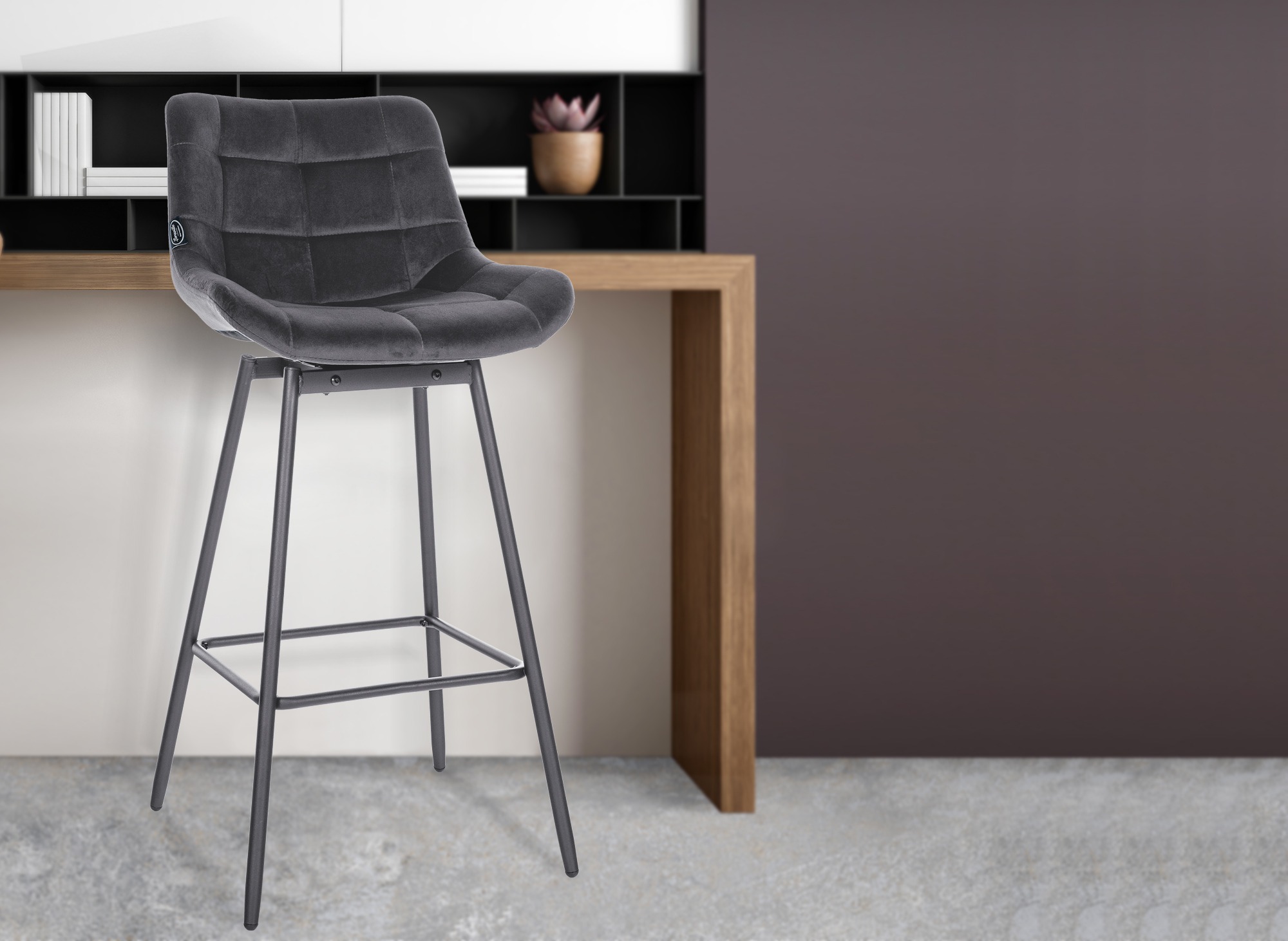 4er Set Barhocker Weston Schwenkbar Samt - Image 3