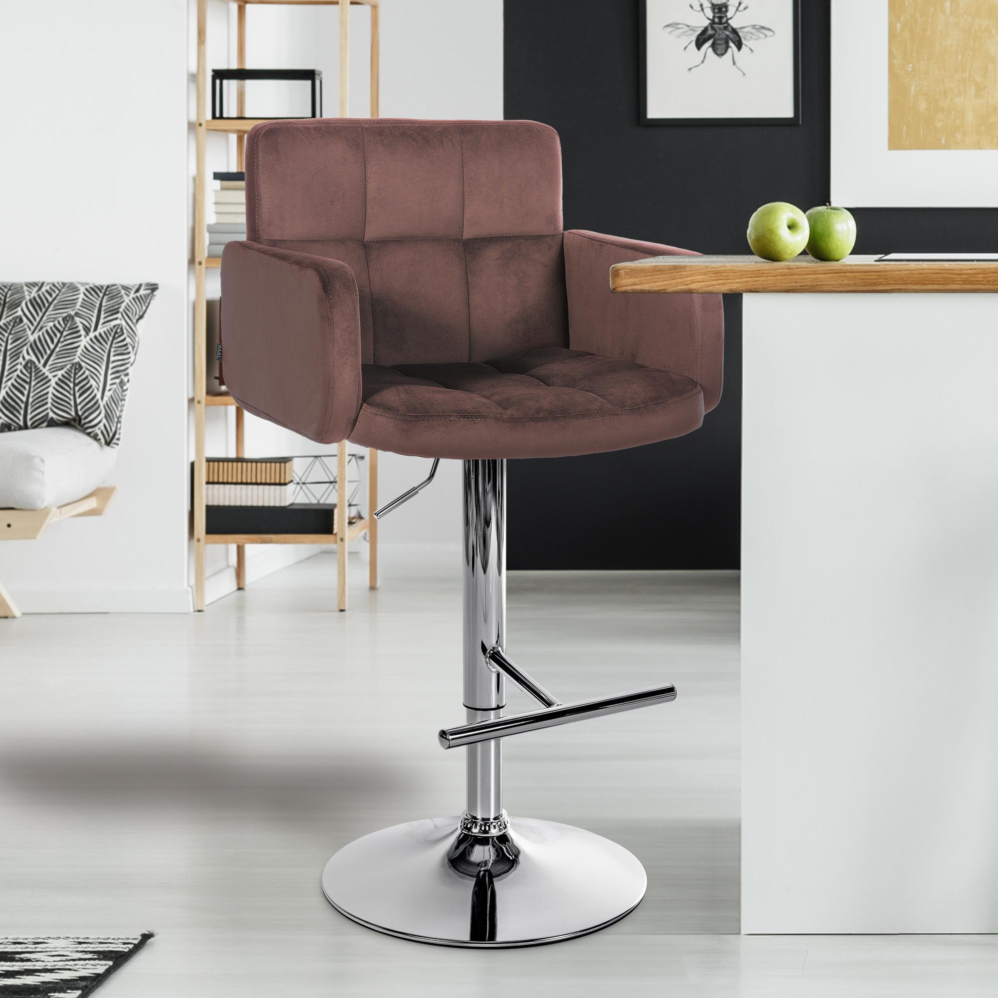 2er Set Barhocker Los Angeles Samt Chrom