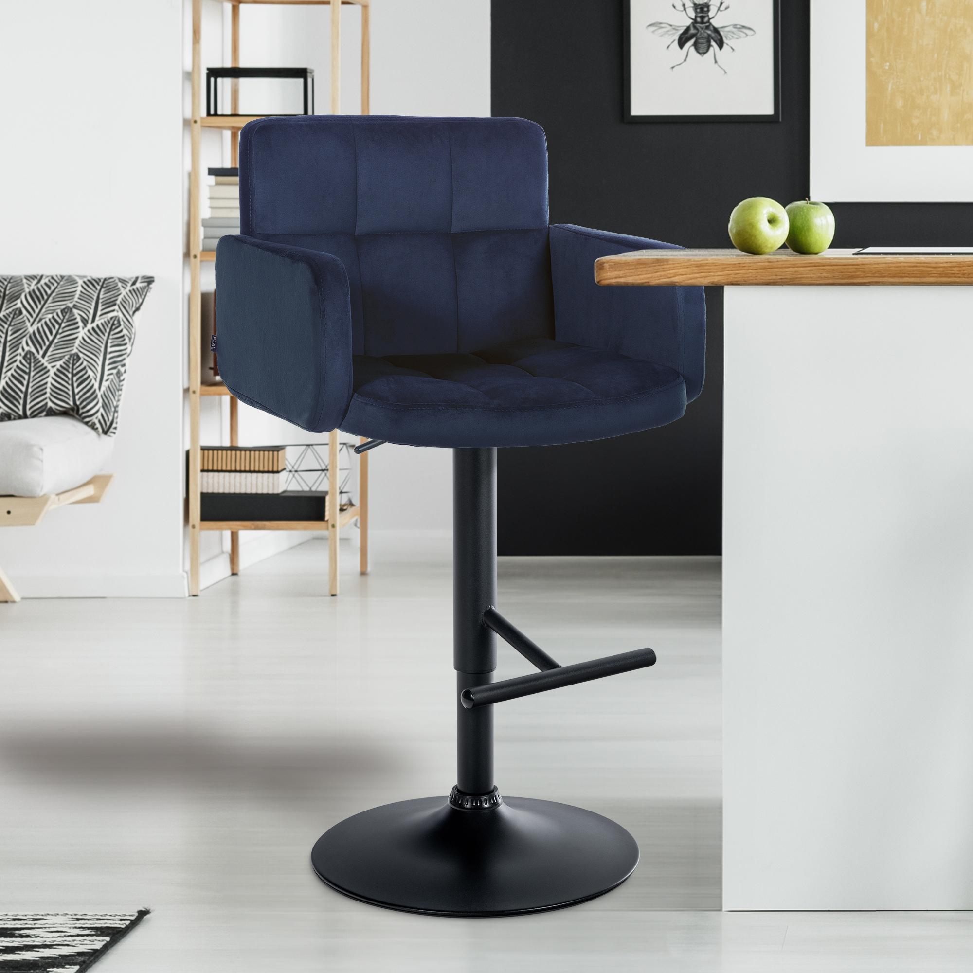 2er Set Barhocker Los Angeles Samt Schwarz