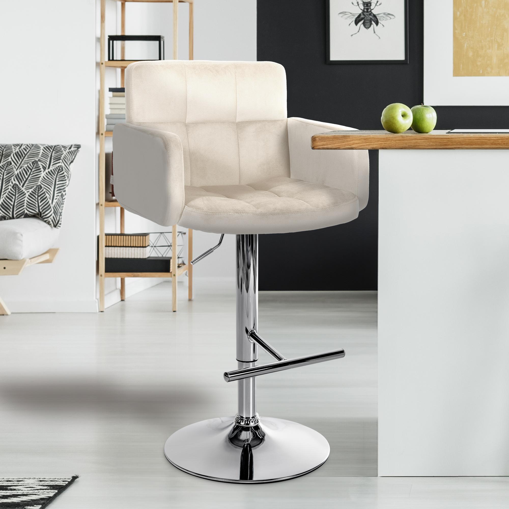 2er Set Barhocker Los Angeles Samt Chrom