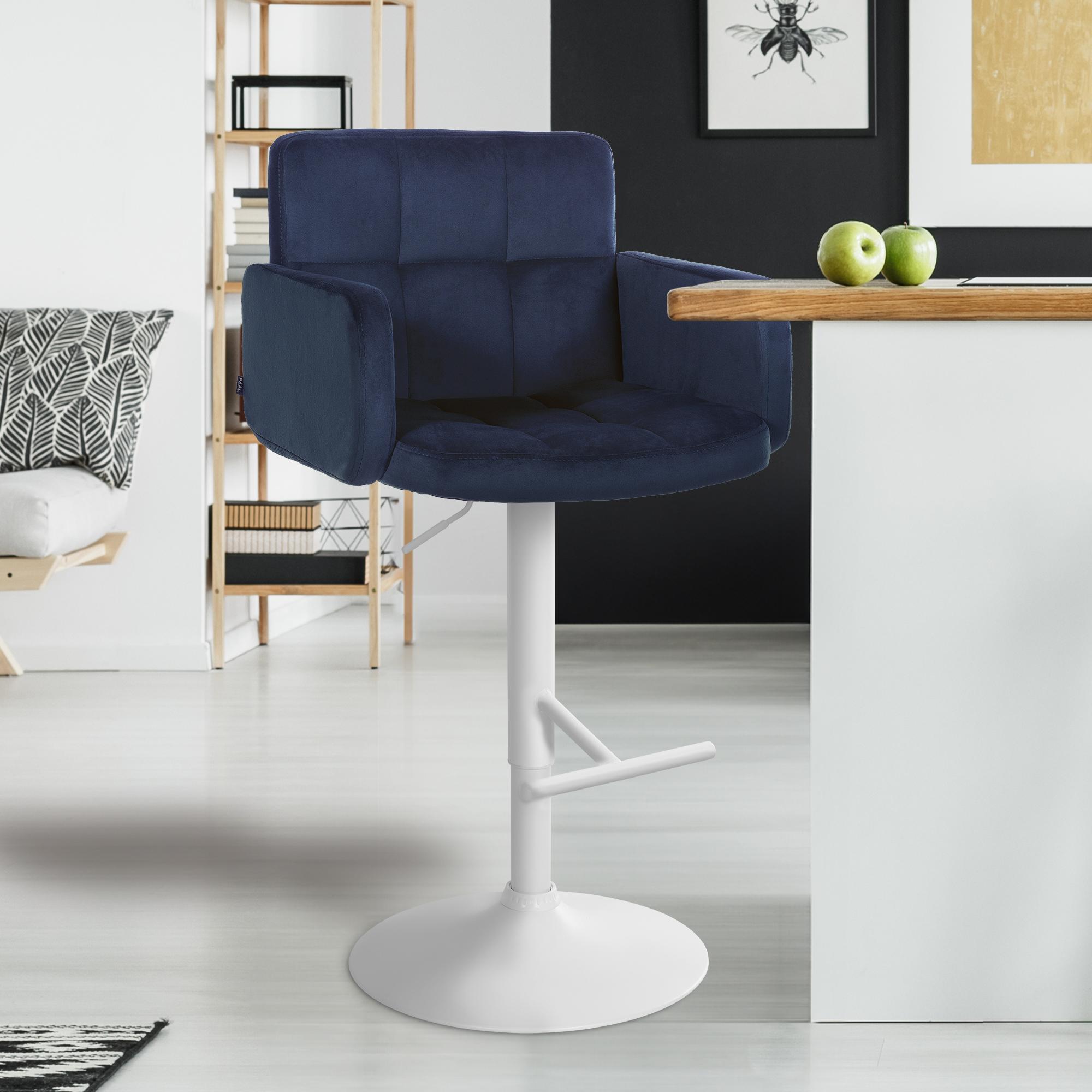 2er Set Barhocker Los Angeles Samt Weiß