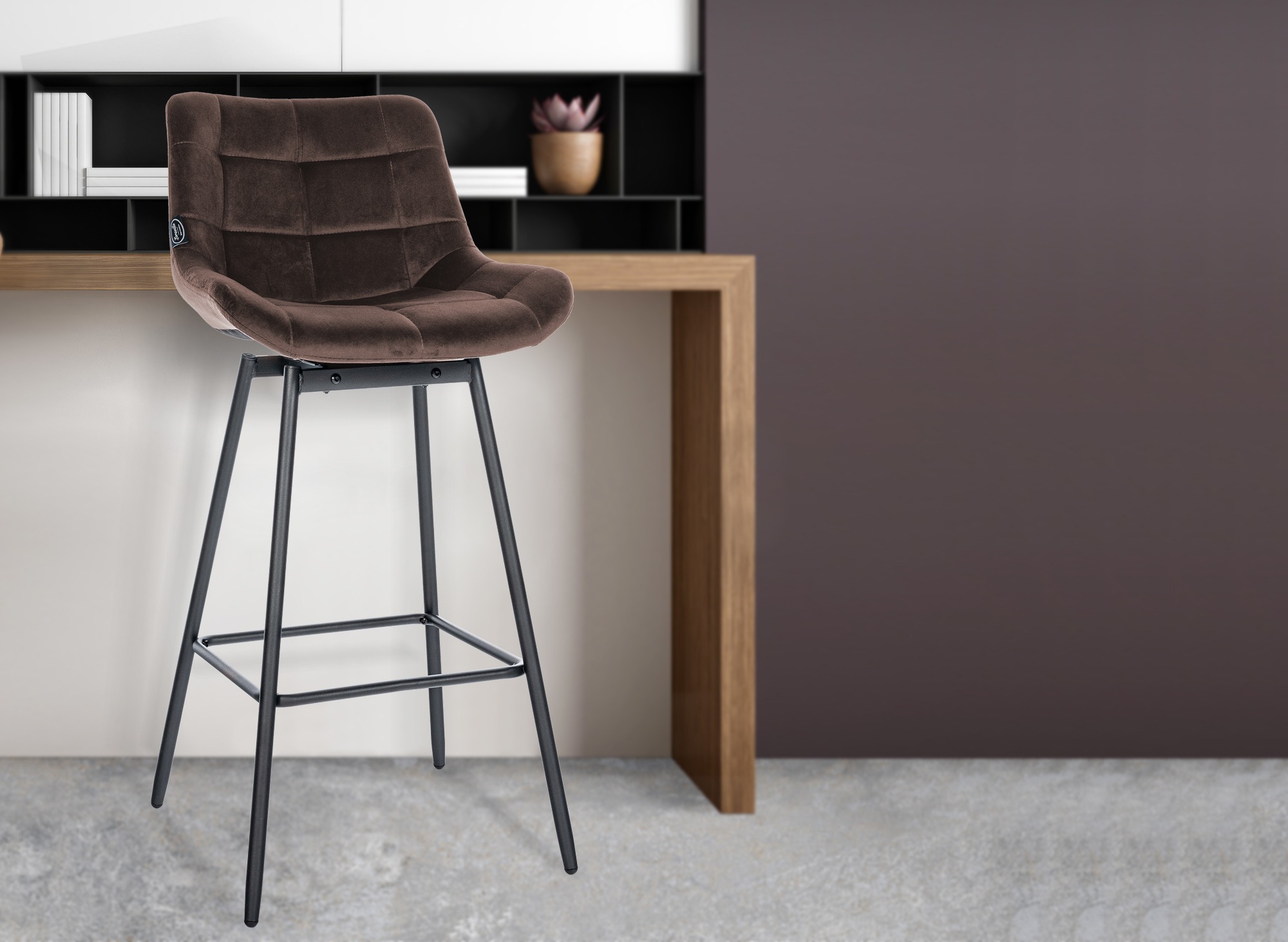 4er Set Barhocker Weston Schwenkbar Samt - Image 3