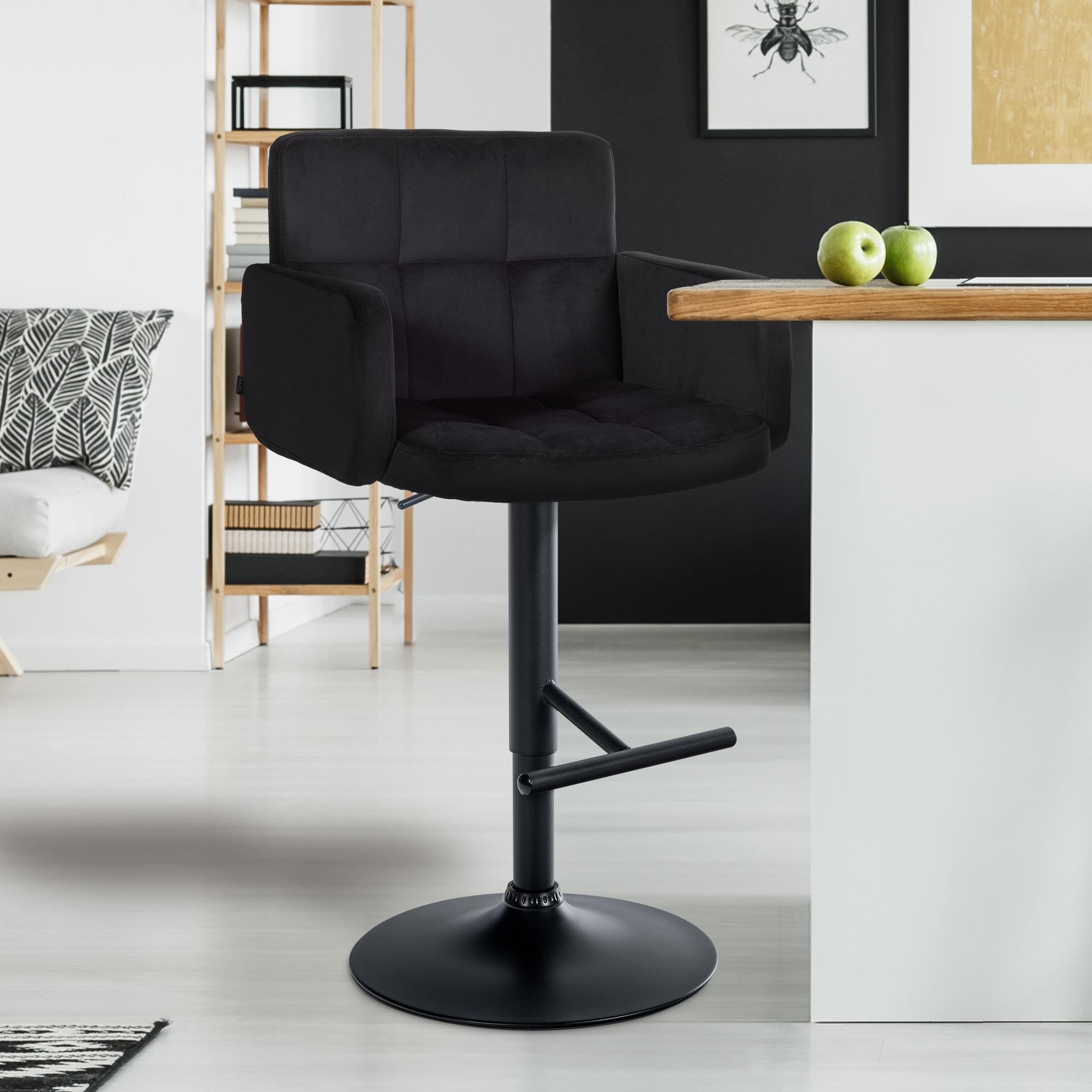 2er Set Barhocker Los Angeles Samt Schwarz