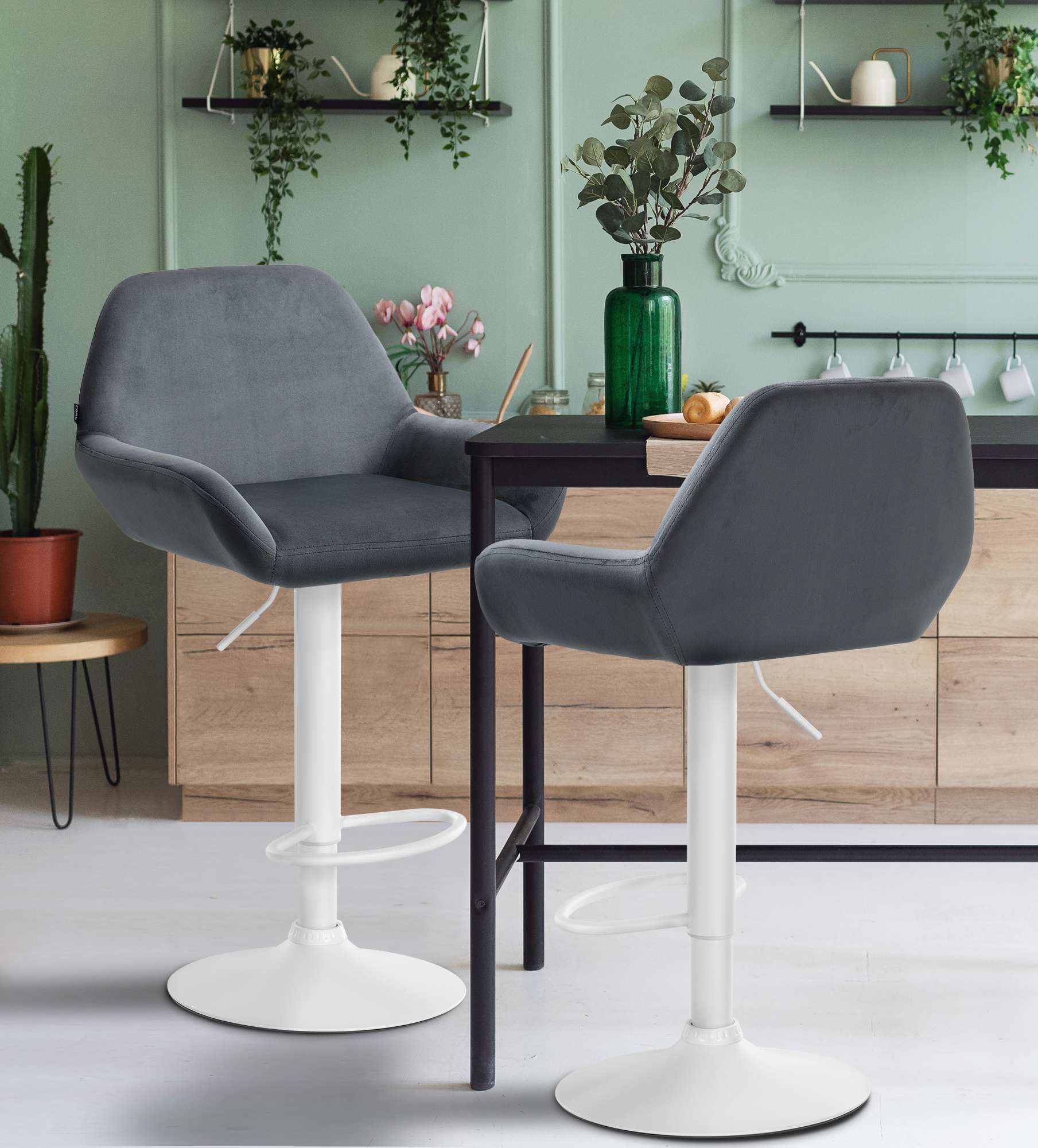 2er Set Barhocker Braga Samt Weiß