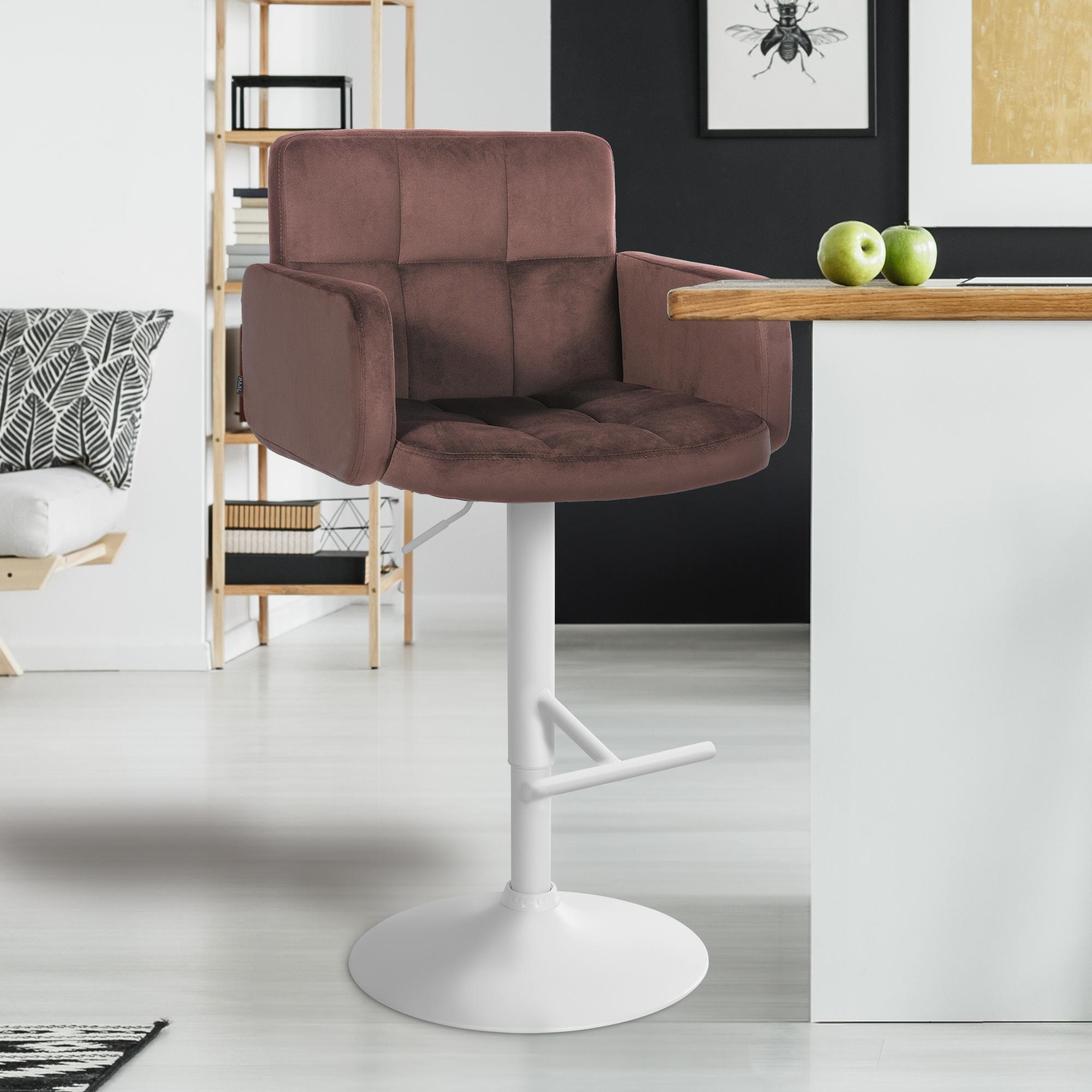 2er Set Barhocker Los Angeles Samt Weiß