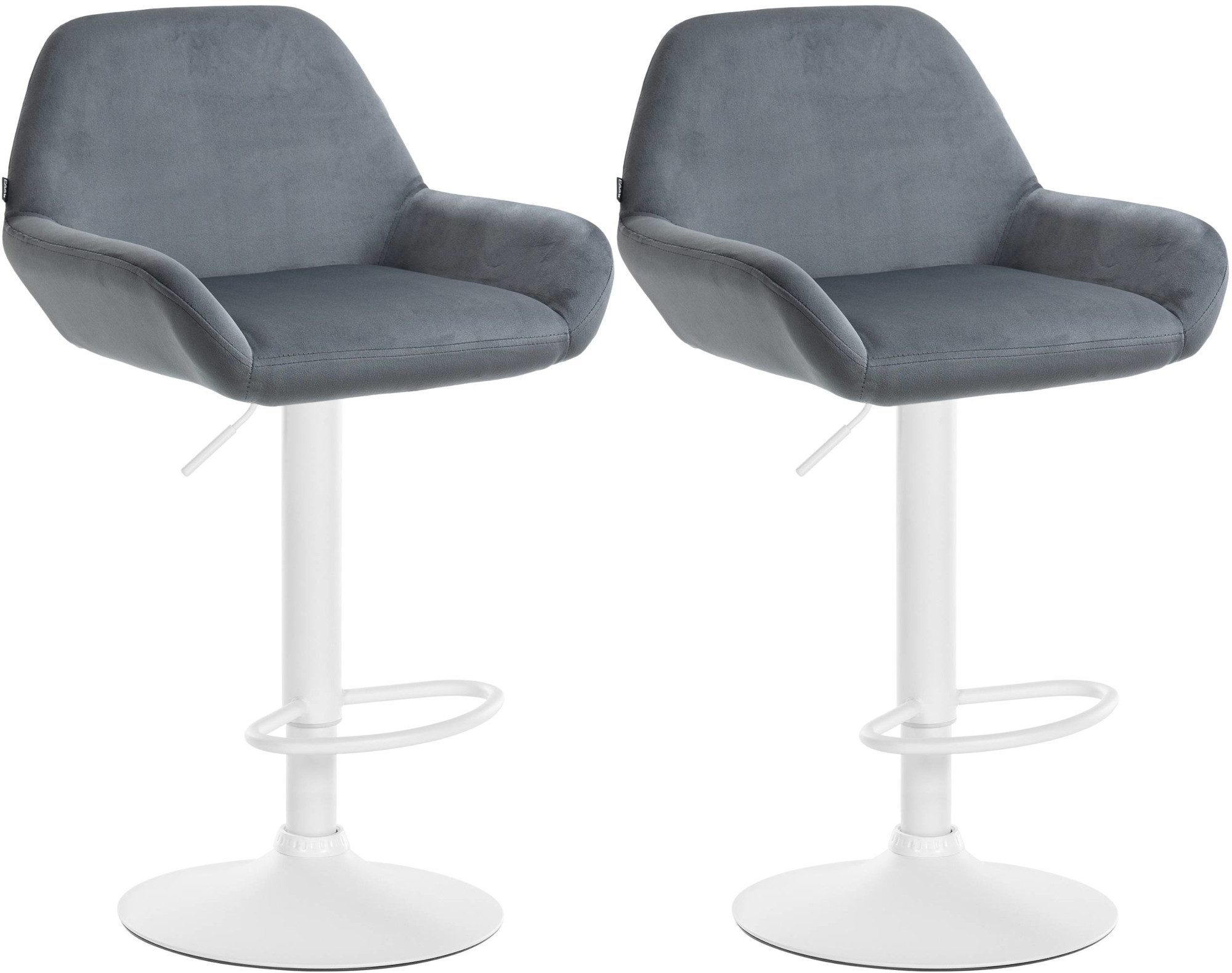 2er Set Barhocker Braga Samt Weiß - Image 4