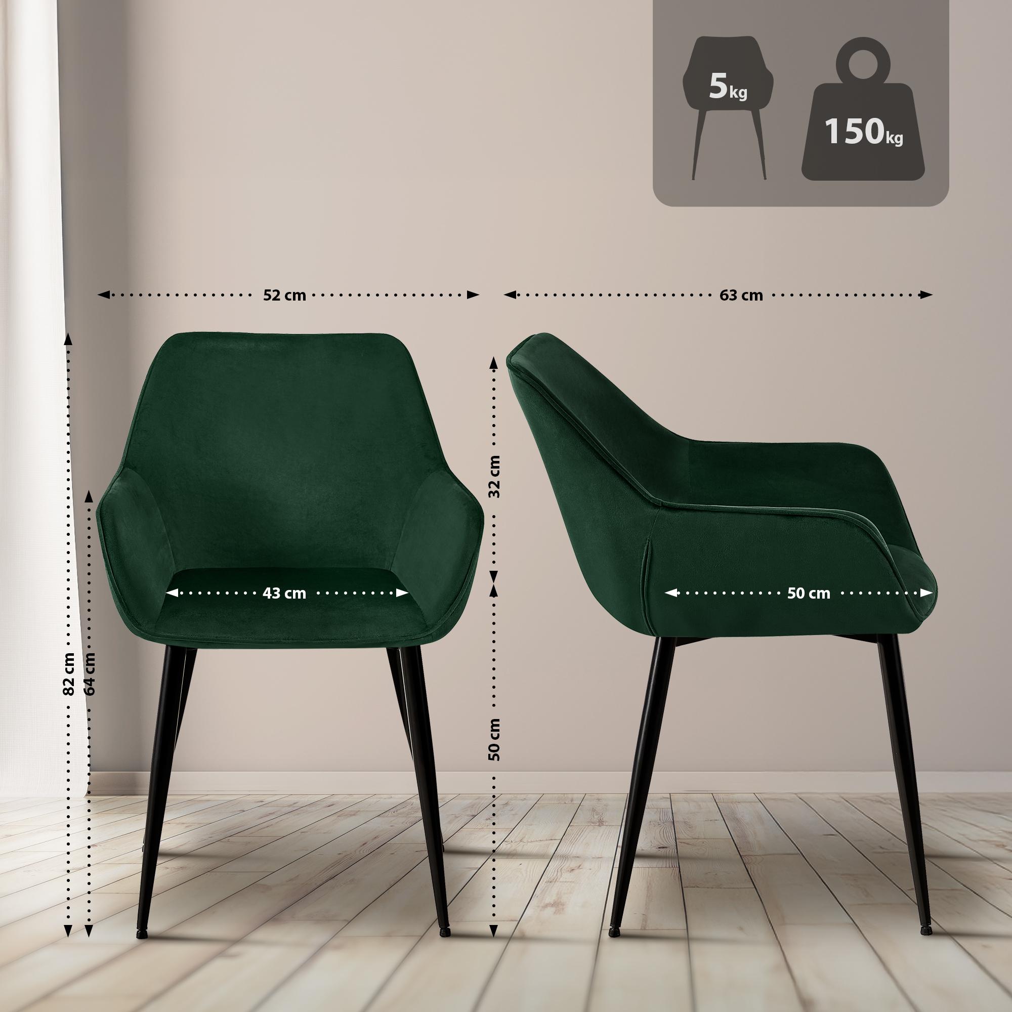 2er Set Esszimmerstuhl Luena Samt