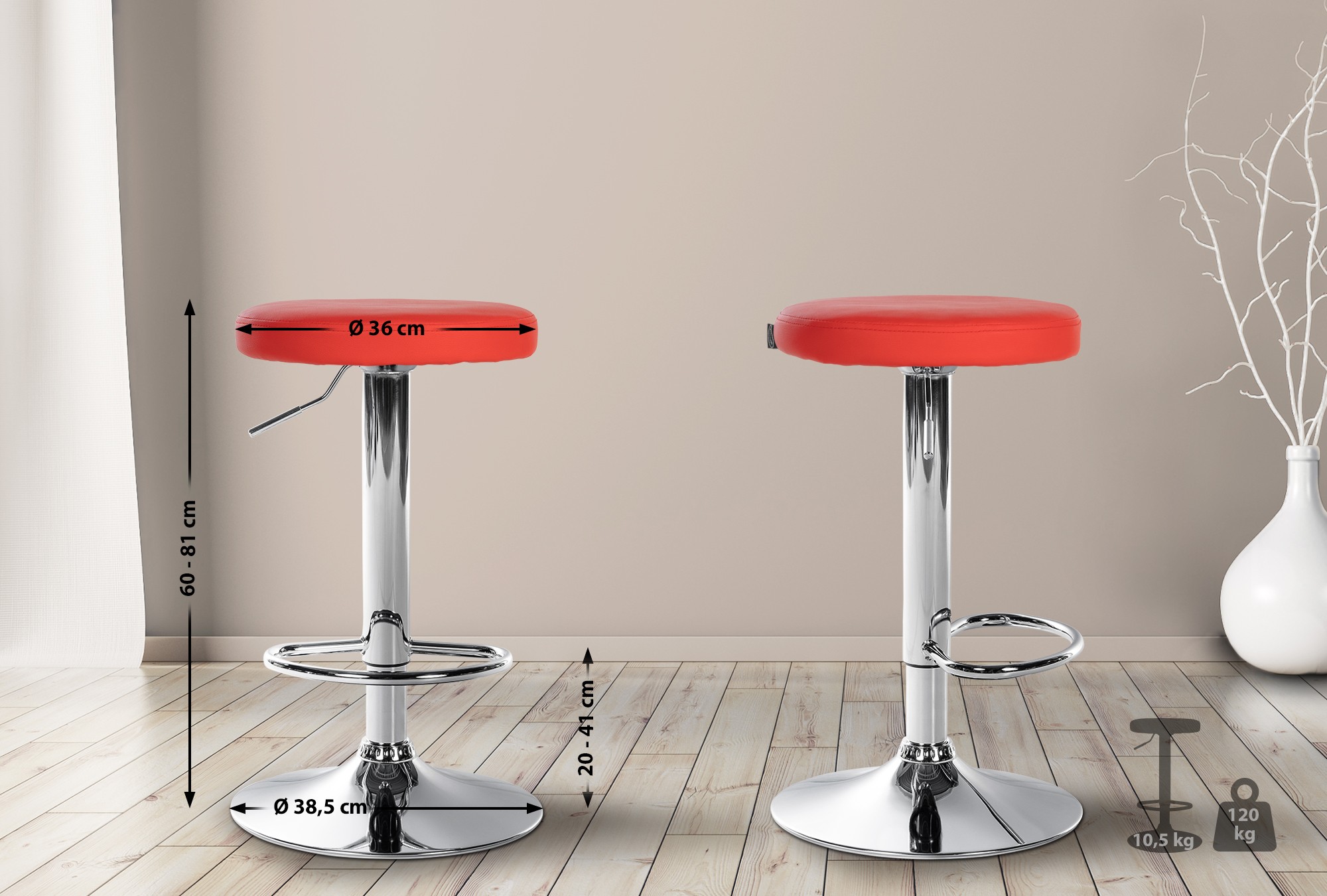 2er Set Barhocker Ponte Kunstleder Chrom