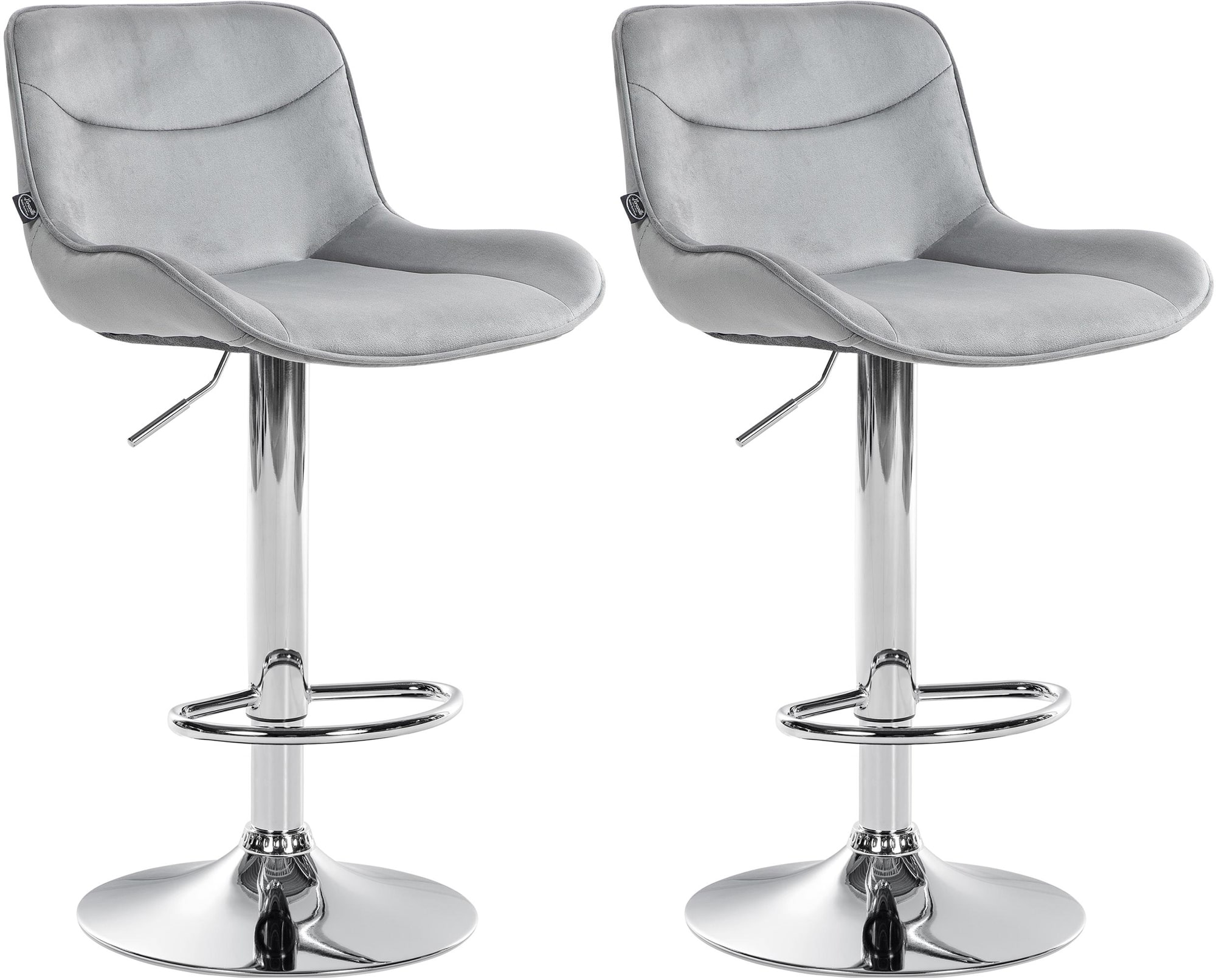 2er Set Barhocker Vonore Samt Chrom