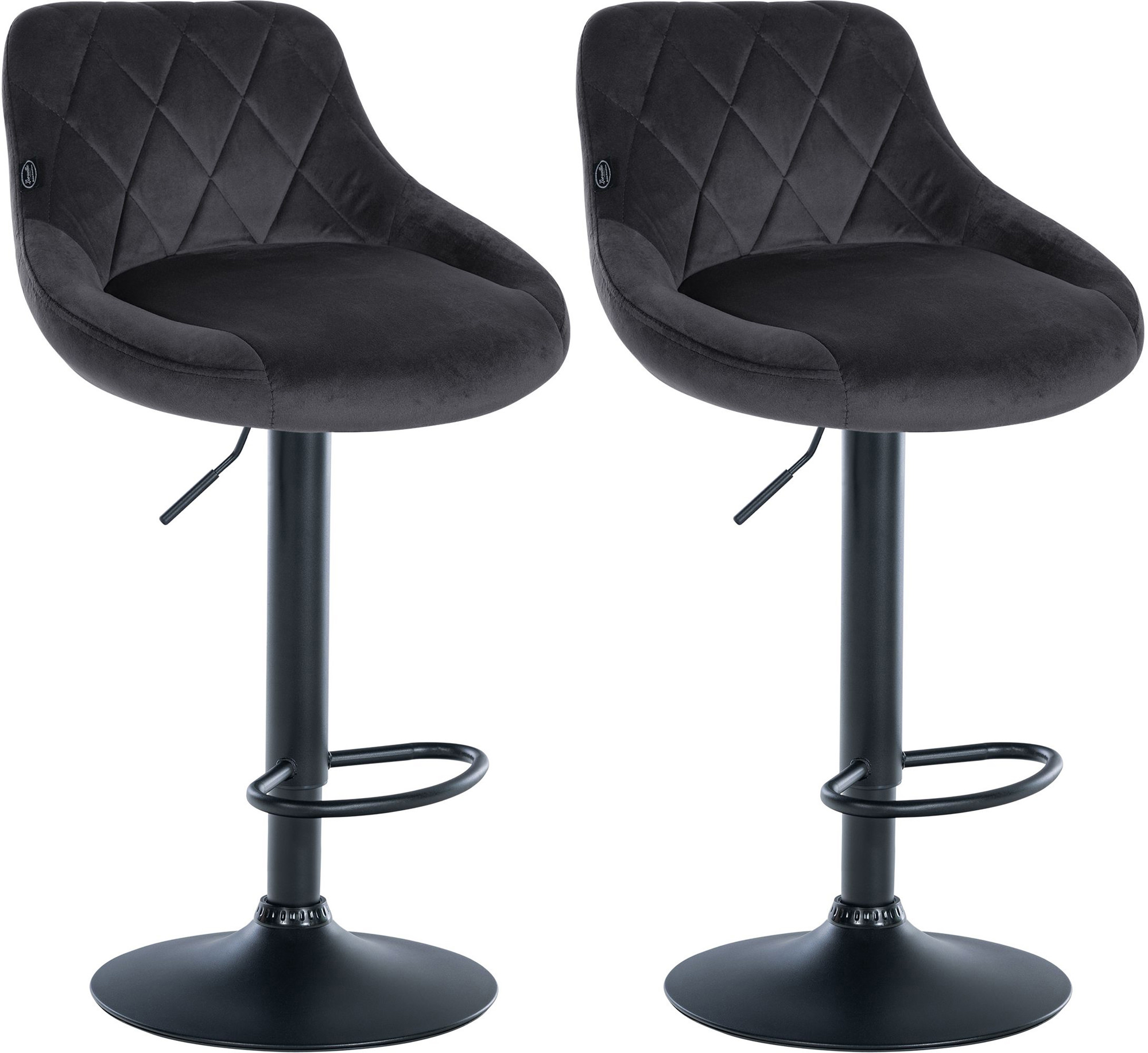 2er Set Barhocker Lazio Samt Schwarz