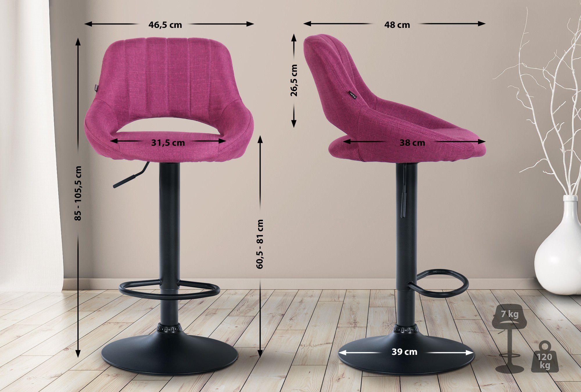 2er Set Barhocker Milet Stoff B