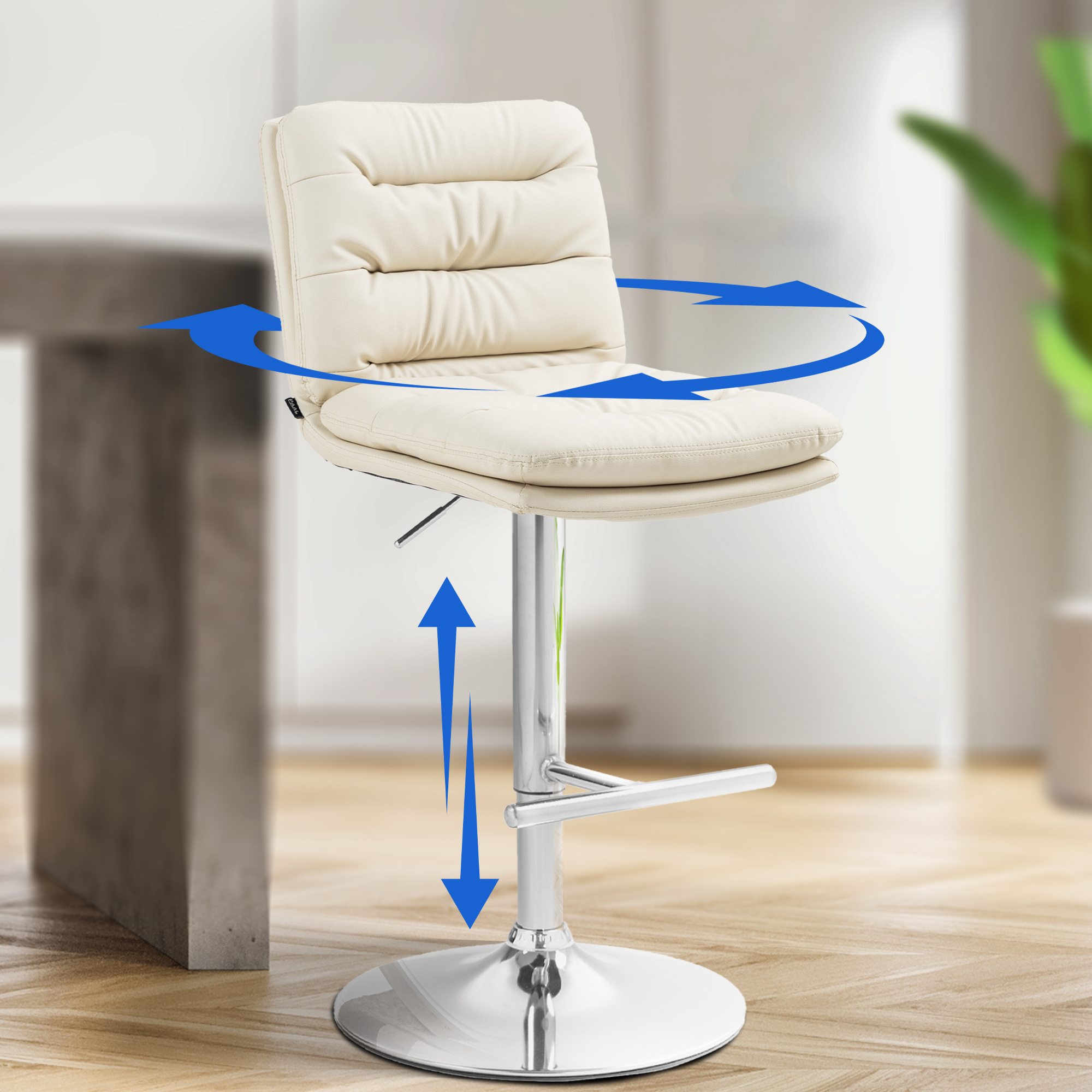 2er Set Barhocker Damar Kunstleder Chrom - Image 5