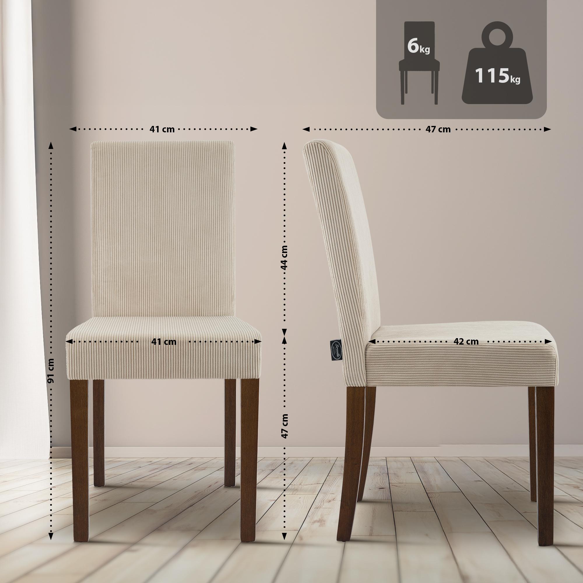 2er Set Esszimmerstuhl Ina Cord Antik Dunkel